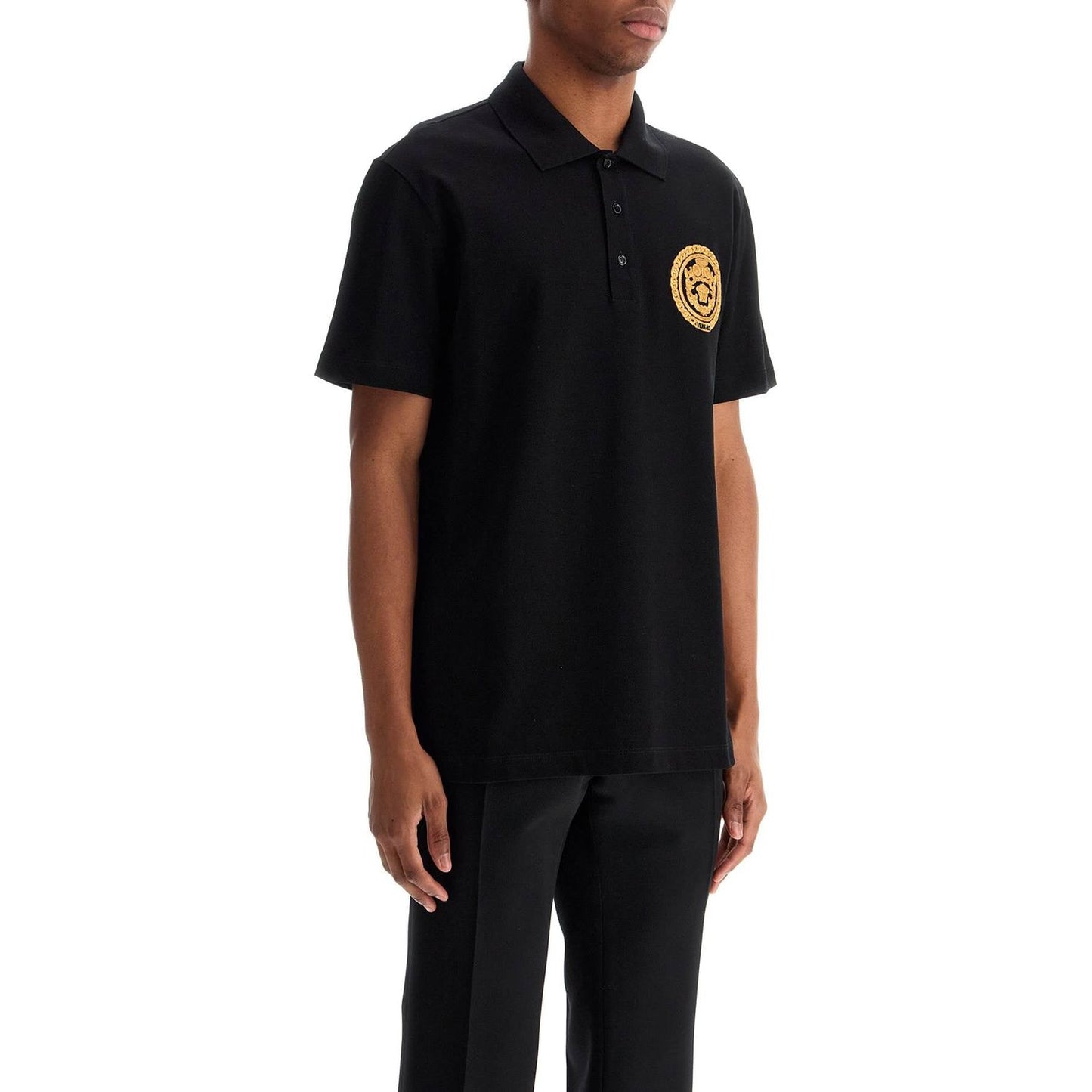 Versace chain crest polo shirt