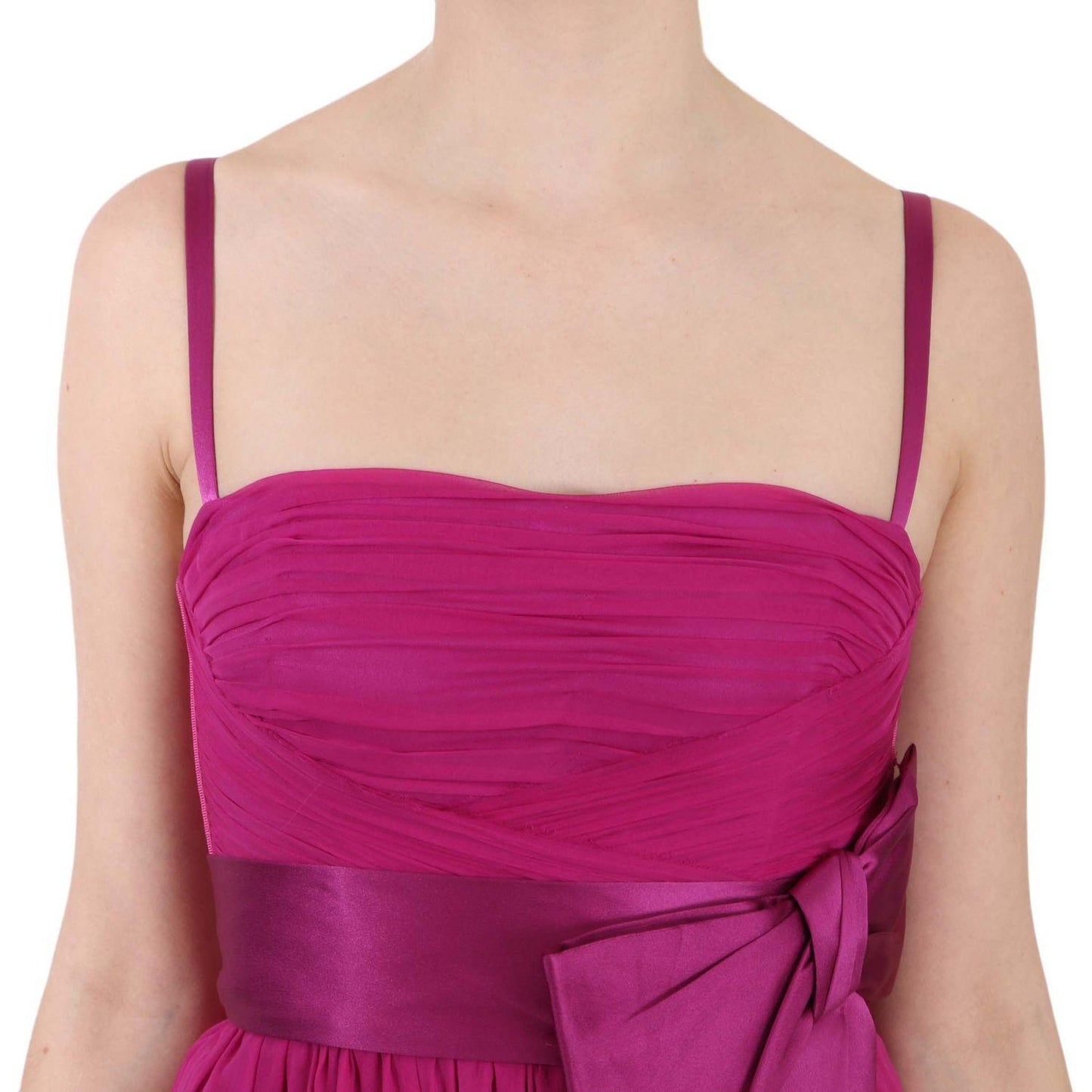 Dolce & Gabbana Elegant Fuchsia Pink Silk Bow Front Dress Dolce & Gabbana Maroon