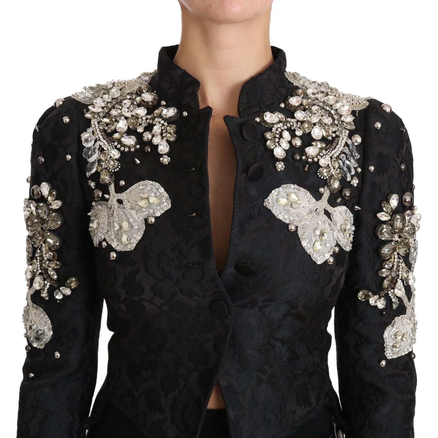 Dolce & Gabbana Elegant Black Silver Baroque Jacket Dolce & Gabbana Tan