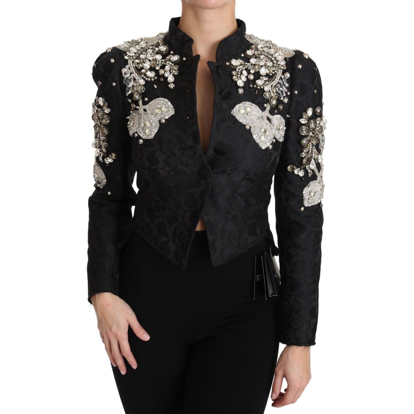 Dolce & Gabbana Elegant Black Silver Baroque Jacket Dolce & Gabbana Black