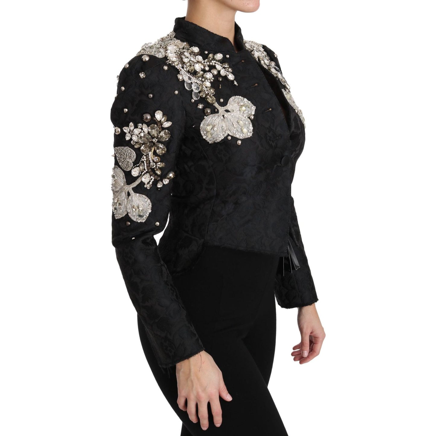 Dolce & Gabbana Elegant Black Silver Baroque Jacket Dolce & Gabbana Tan