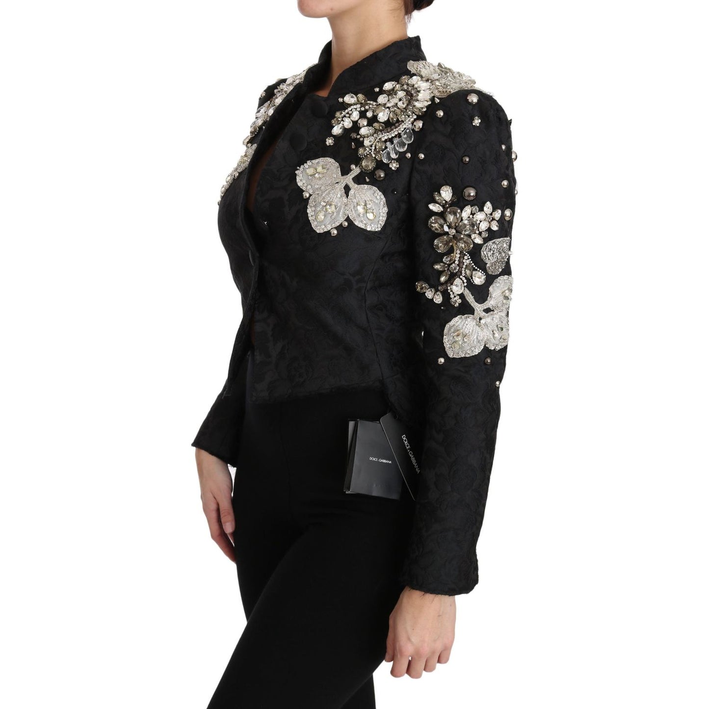 Dolce & Gabbana Elegant Black Silver Baroque Jacket Dolce & Gabbana Dark Gray
