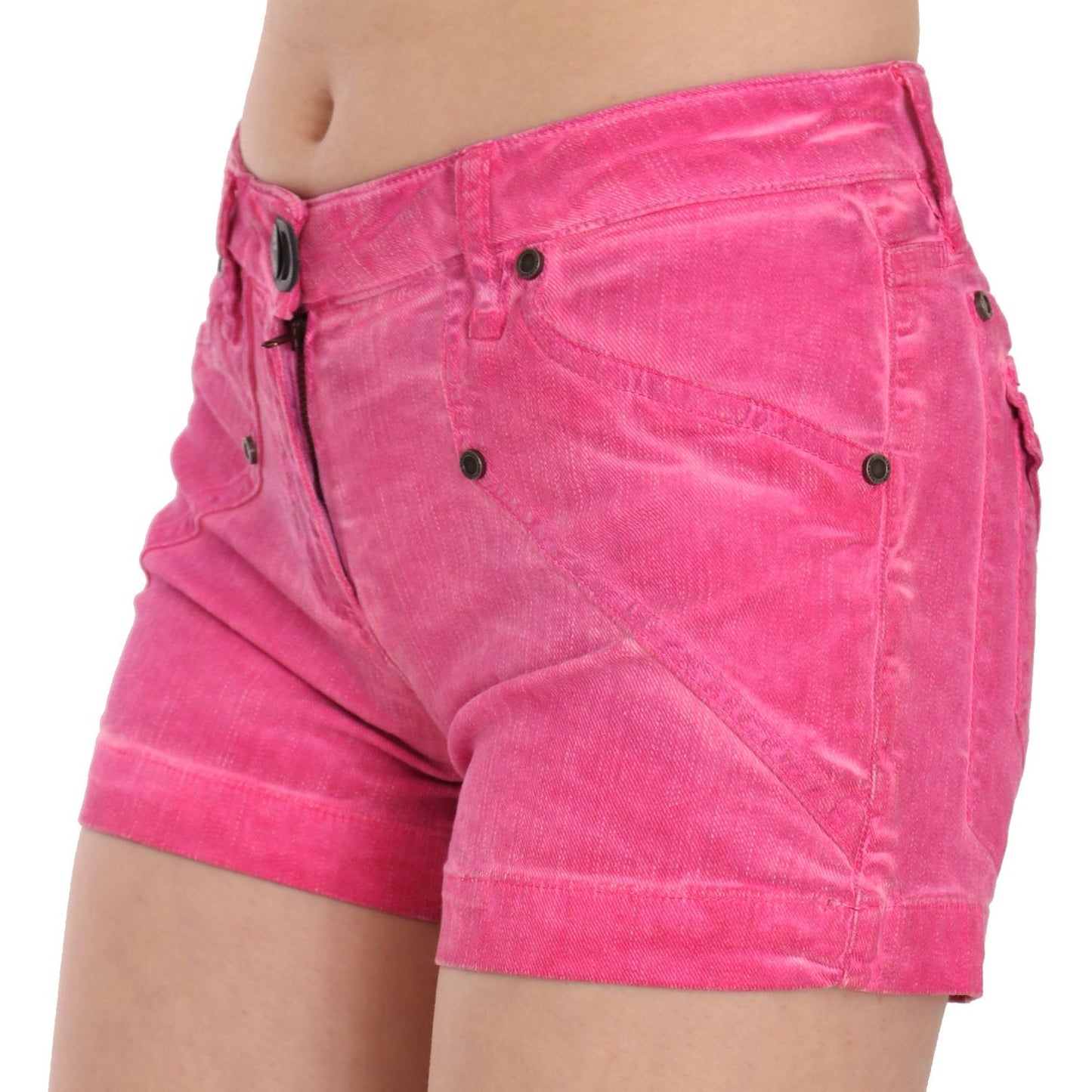 PLEIN SUD Chic Pink Mid Waist Mini Shorts PLEIN SUD Pale Violet Red
