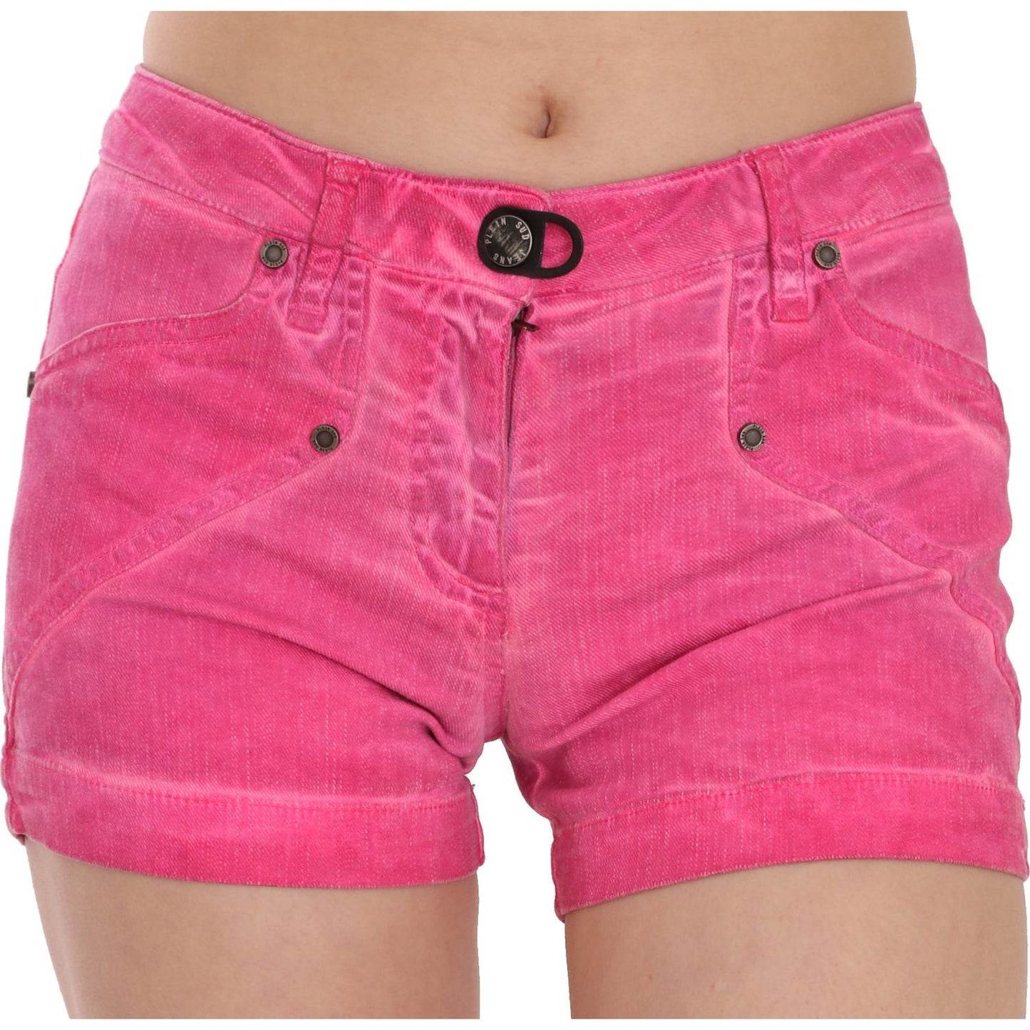 PLEIN SUD Chic Pink Mid Waist Mini Shorts PLEIN SUD Pale Violet Red