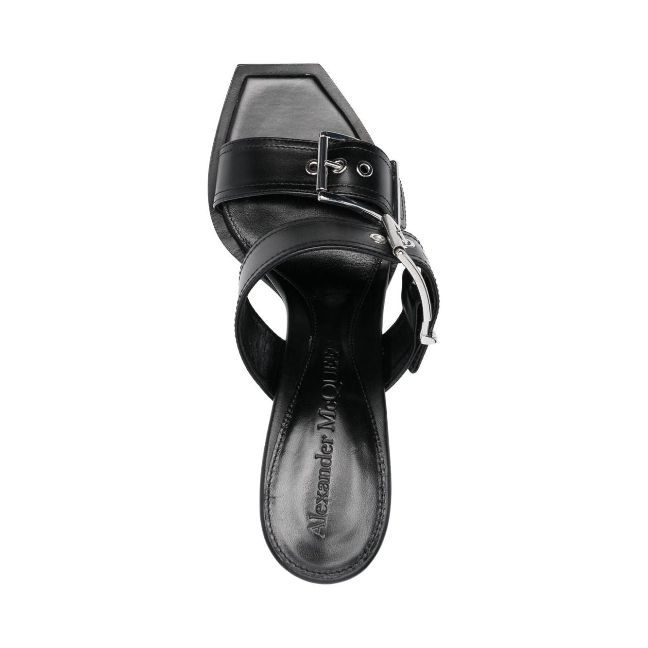 Alexander McQueen 100mm Buckled Leather Sandals Sandals Alexander Mcqueen Dark Slate Gray
