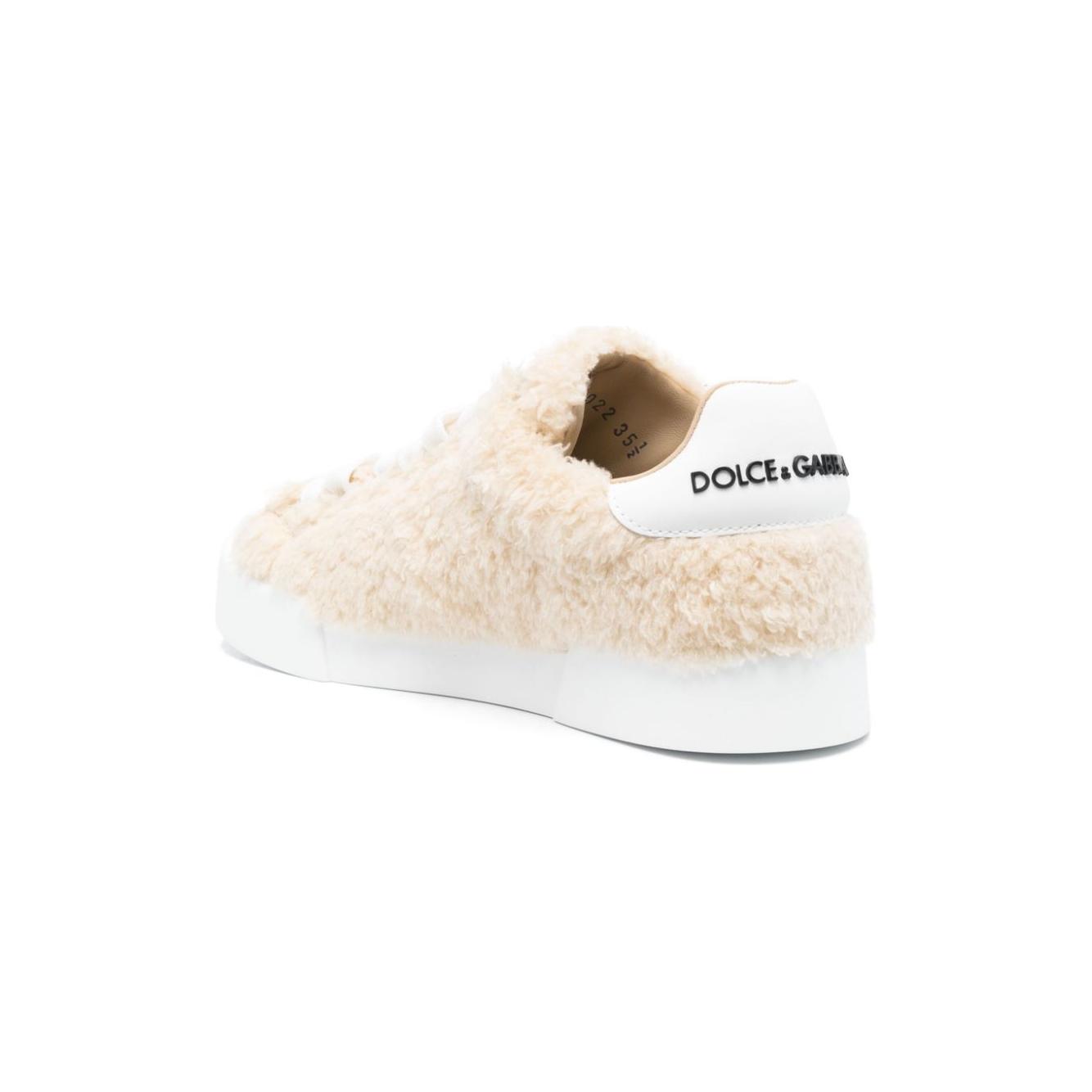 Dolce & Gabbana leather sneakers with embossed logo Sneakers Dolce & Gabbana Antique White