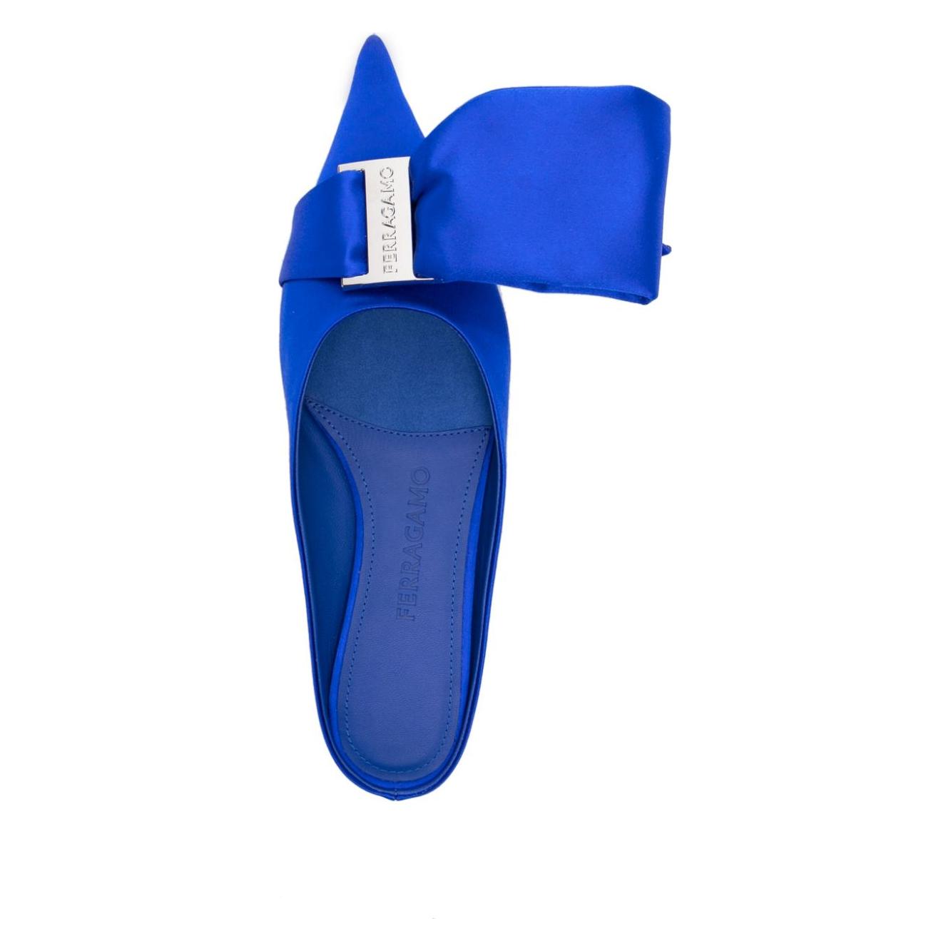 Ferragamo asymmetric-bow Satin Mules Sandals Ferragamo Dark Slate Blue