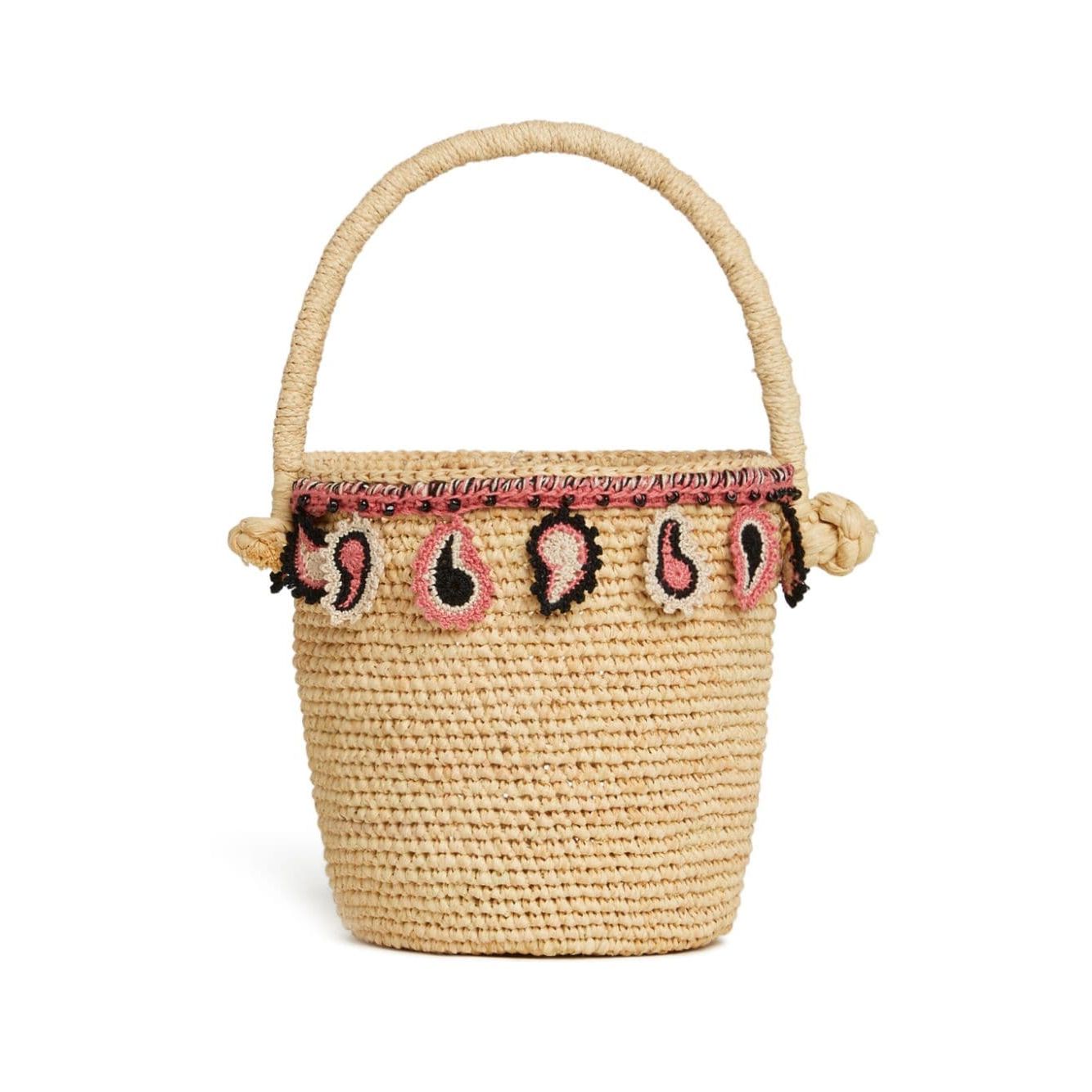 Alanui paisley-appliqué raffia basket bag Shoulder