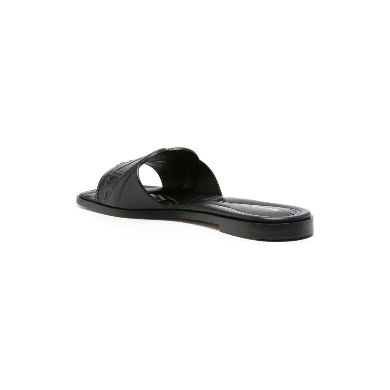Alexander McQueen logo-embossed leather sandals Sandals Alexander Mcqueen Dark Slate Gray