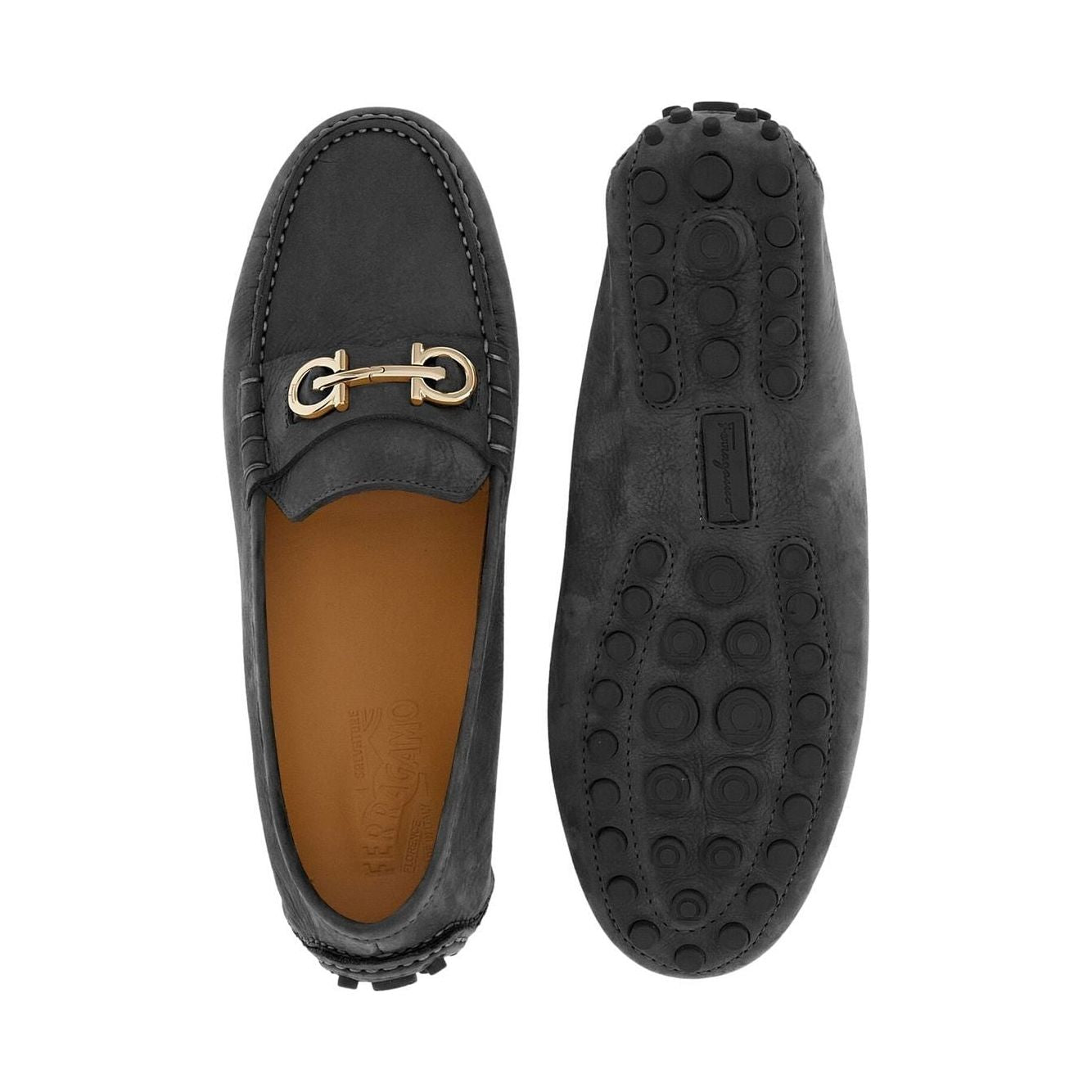 Ferragamo Double Gancini Moccasins Moccasins Ferragamo Dark Slate Gray