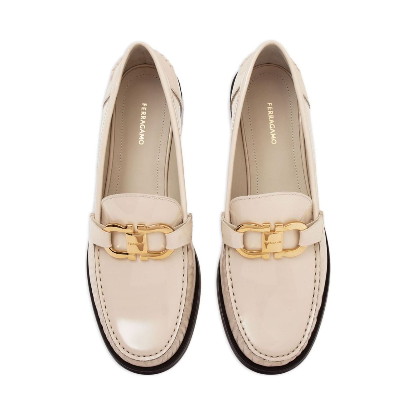Ferragamo Gancini leather loafers Moccasins Ferragamo Light Gray