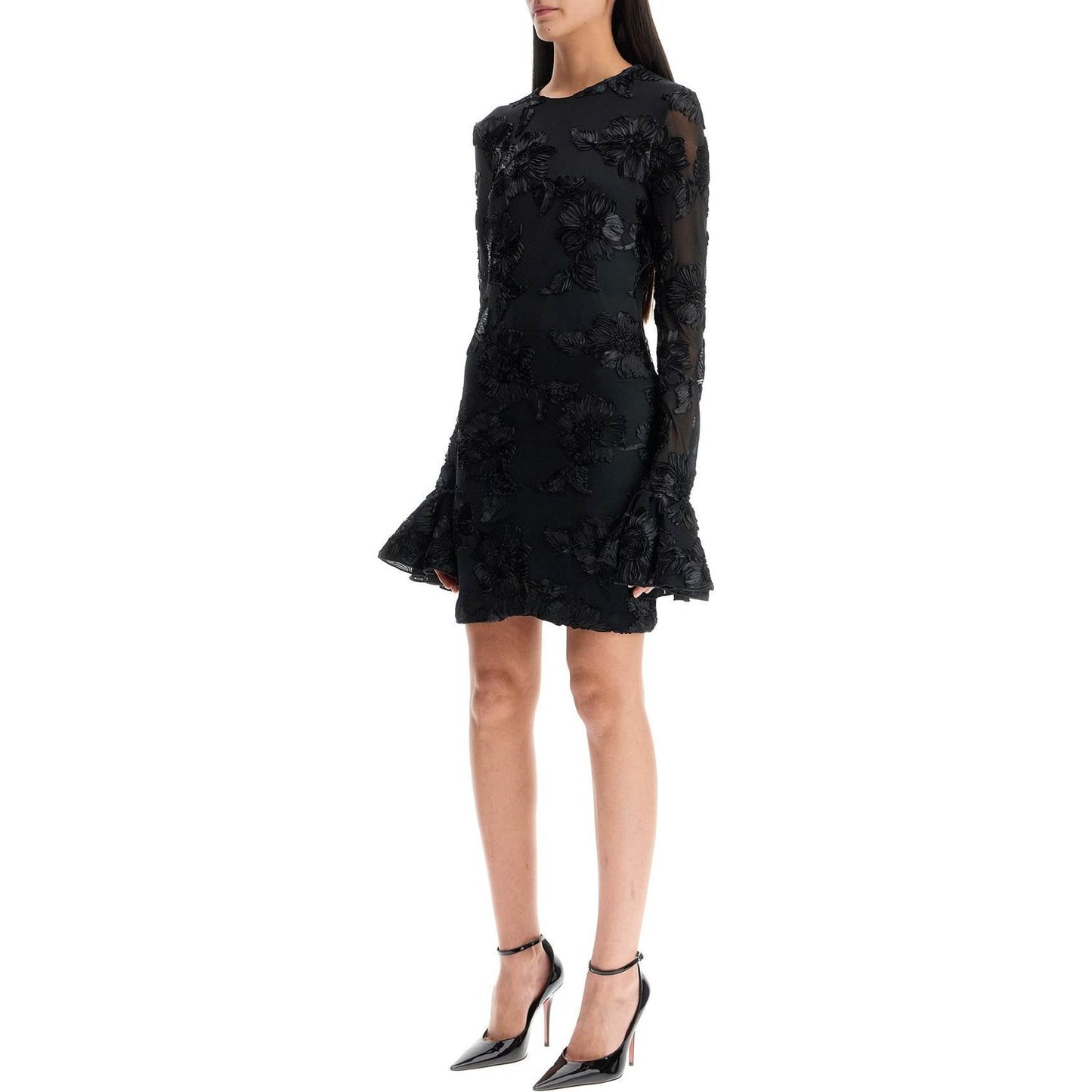 Rotate 'mesh mini dress with embroidered flower details