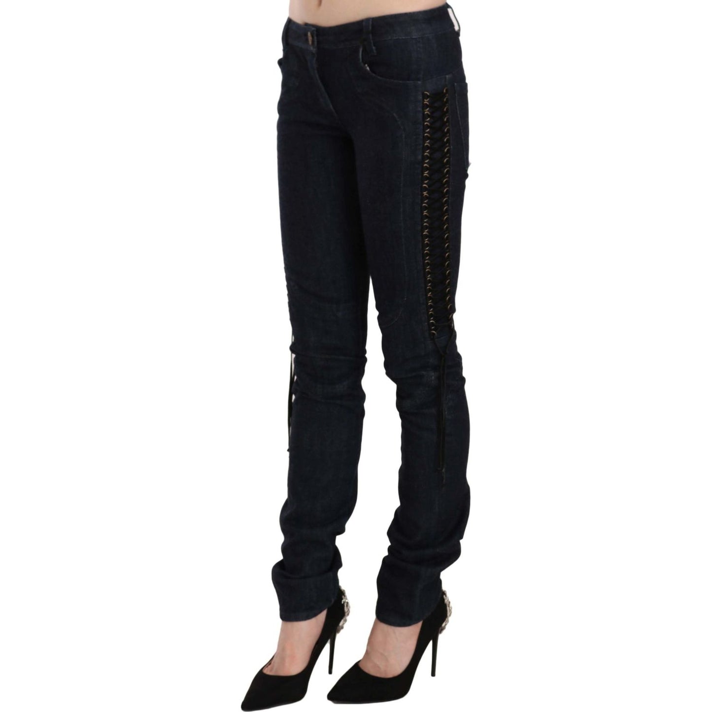 Just Cavalli Elegant Low Waist Skinny Trousers Jeans & Pants Just Cavalli Black