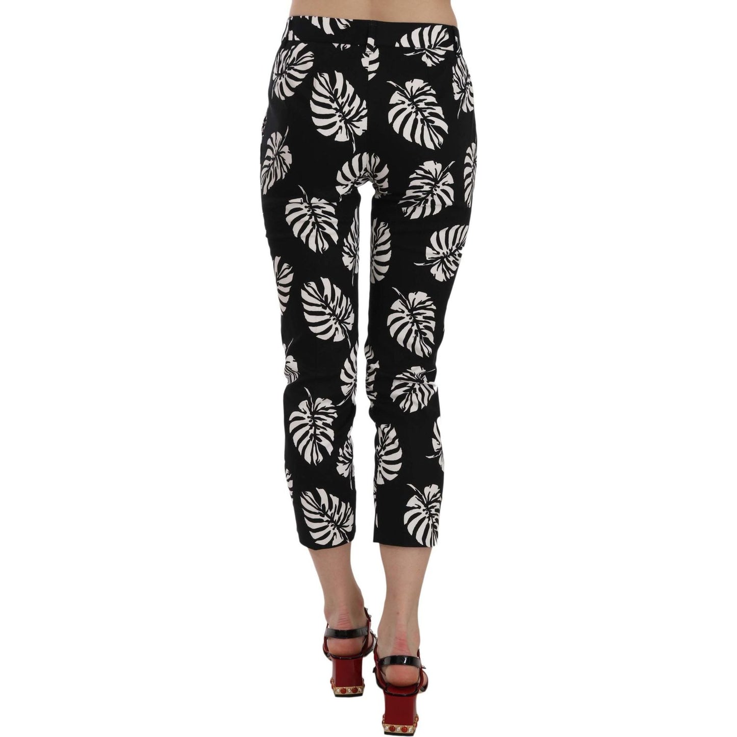 Dolce & Gabbana Elegant Skinny Capri With Palm Print Jeans & Pants Dolce & Gabbana Black