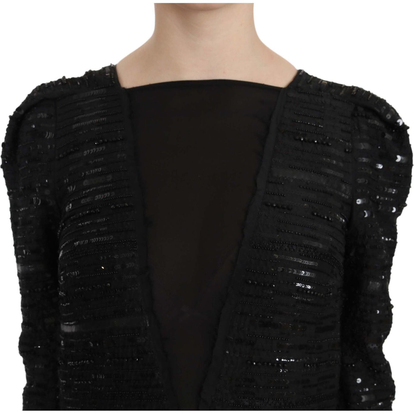 John Richmond Black Silk Sheath Maxi Dress with Sequins John Richmond Black