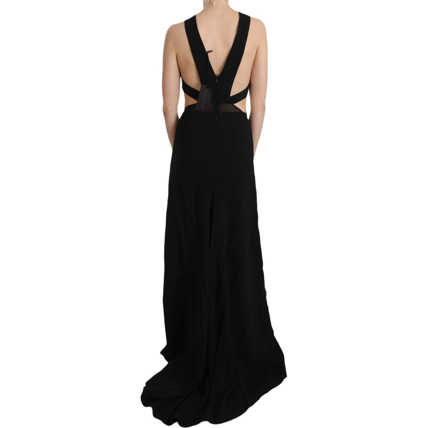 John Richmond Elegant Flare Maxi Evening Dress with Crystal Accents Dresses John Richmond Tan