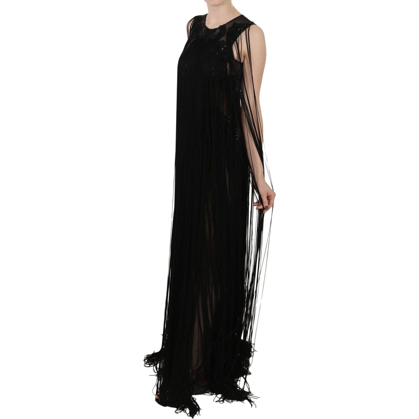 John Richmond Sheer Sequined Maxi Elegance Dress John Richmond Tan
