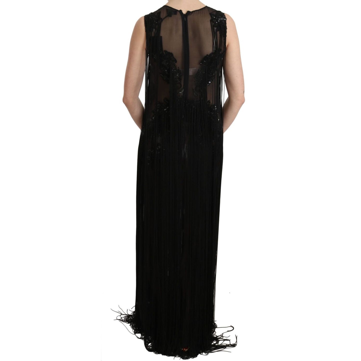 John Richmond Sheer Sequined Maxi Elegance Dress John Richmond Tan