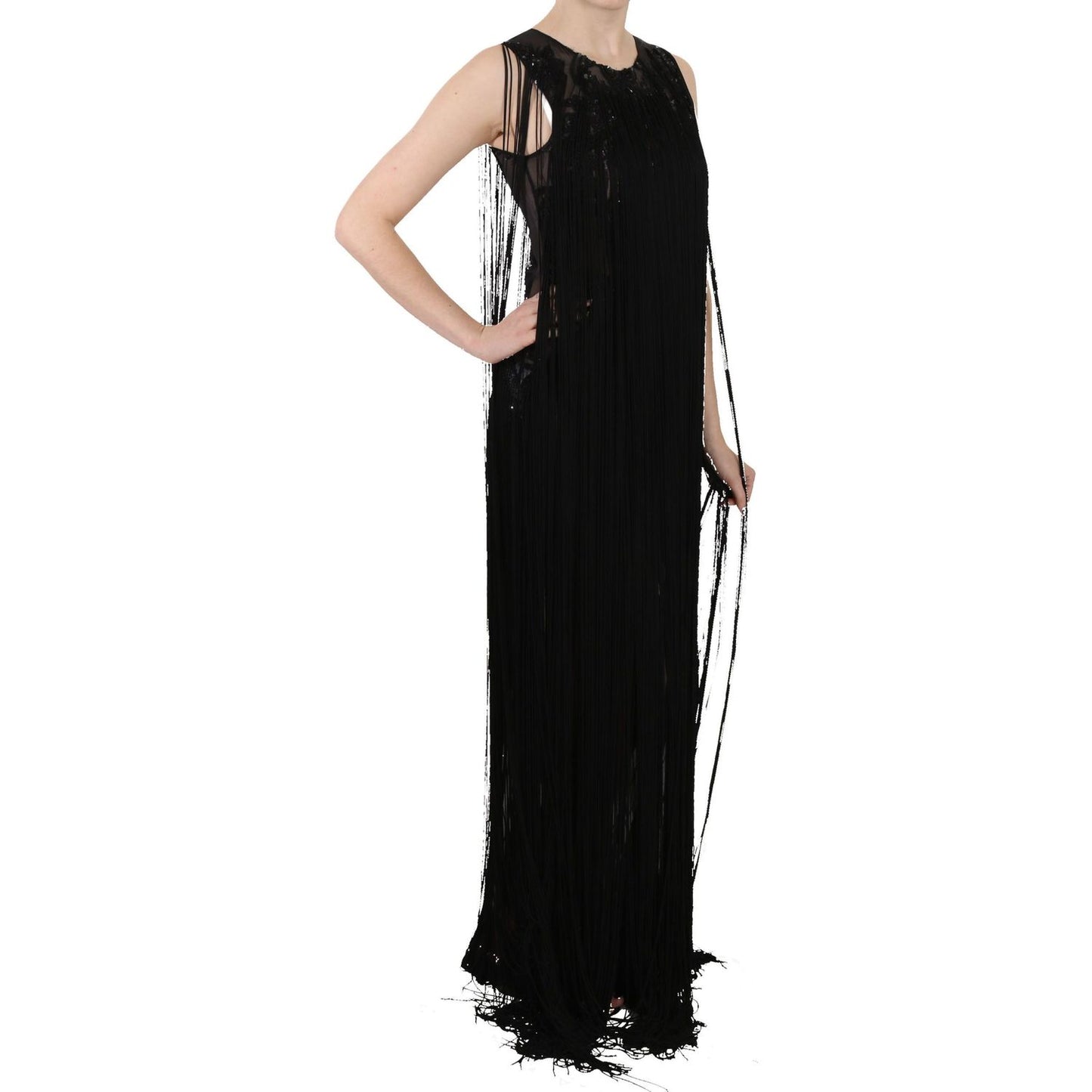John Richmond Sheer Sequined Maxi Elegance Dress John Richmond Gray