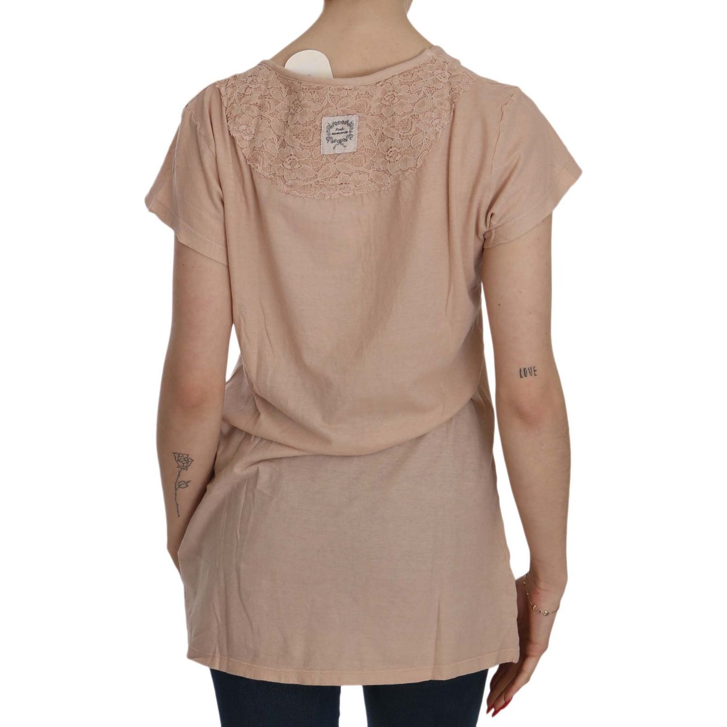 PINK MEMORIES Elegant Cream Lace Round Neck Blouse PINK MEMORIES Rosy Brown