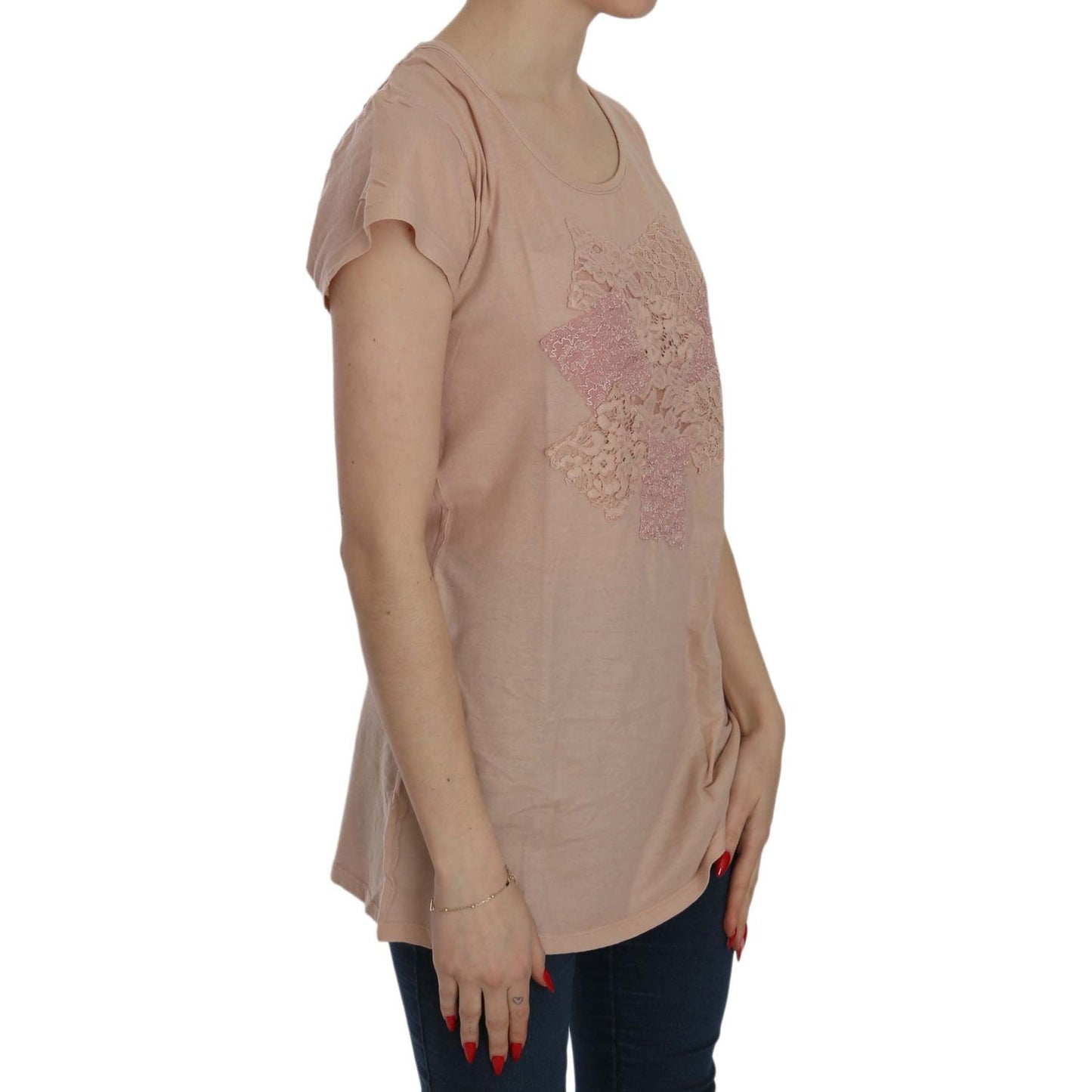 PINK MEMORIES Elegant Cream Lace Round Neck Blouse PINK MEMORIES Rosy Brown