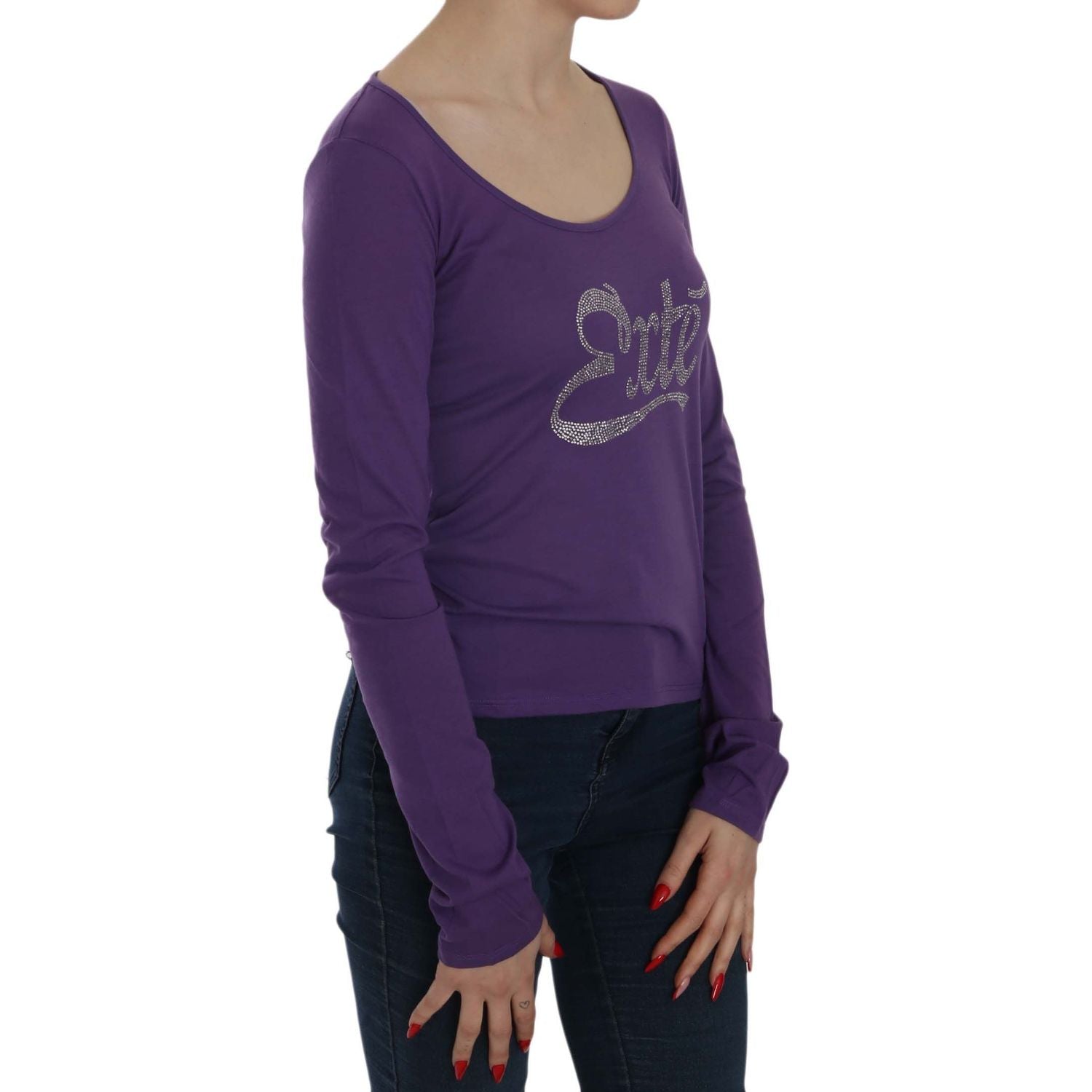 Exte Purple Crystal Embellished Long Sleeve Casual Top