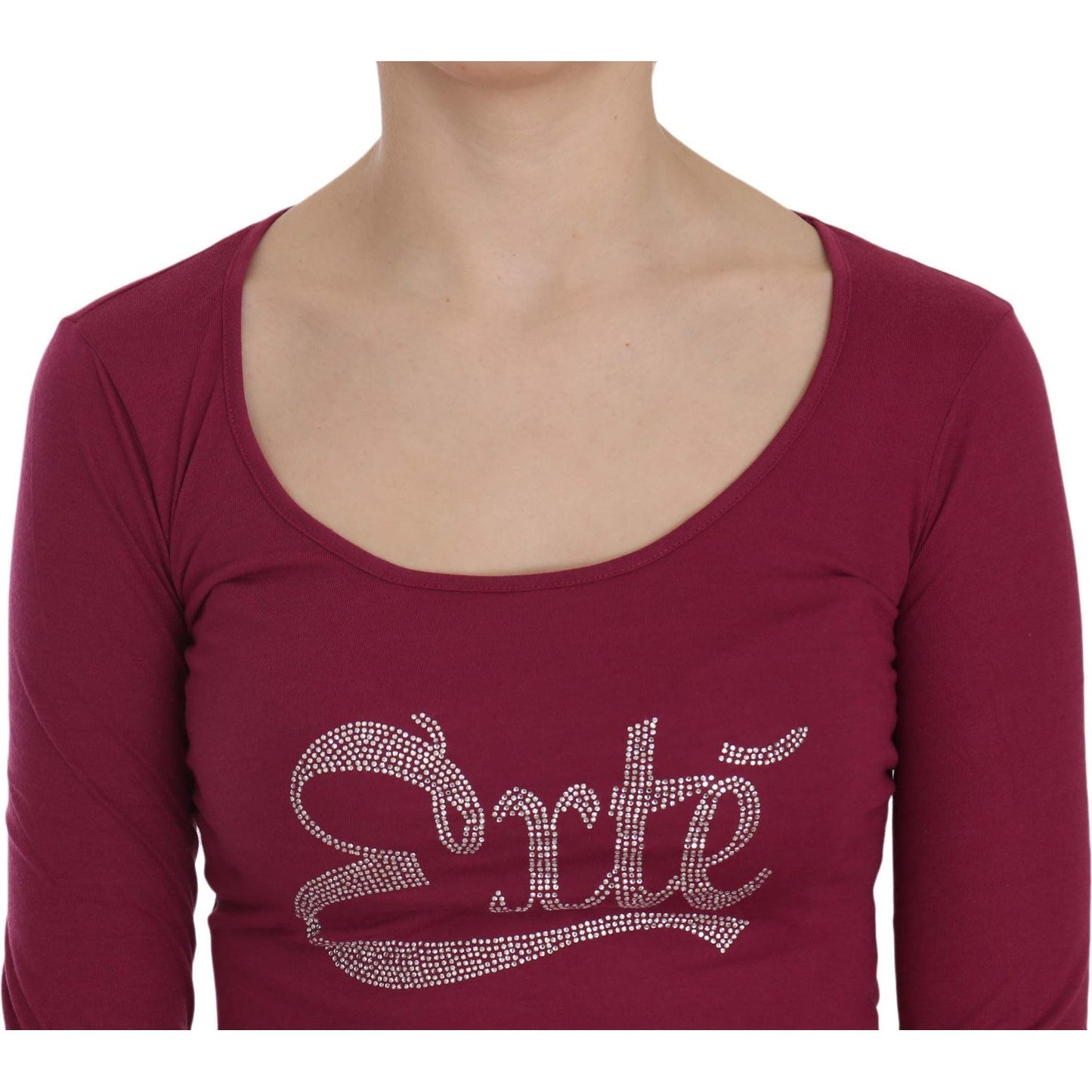 Exte Fuchsia Crystal Embellished U-Neck Blouse Exte Brown