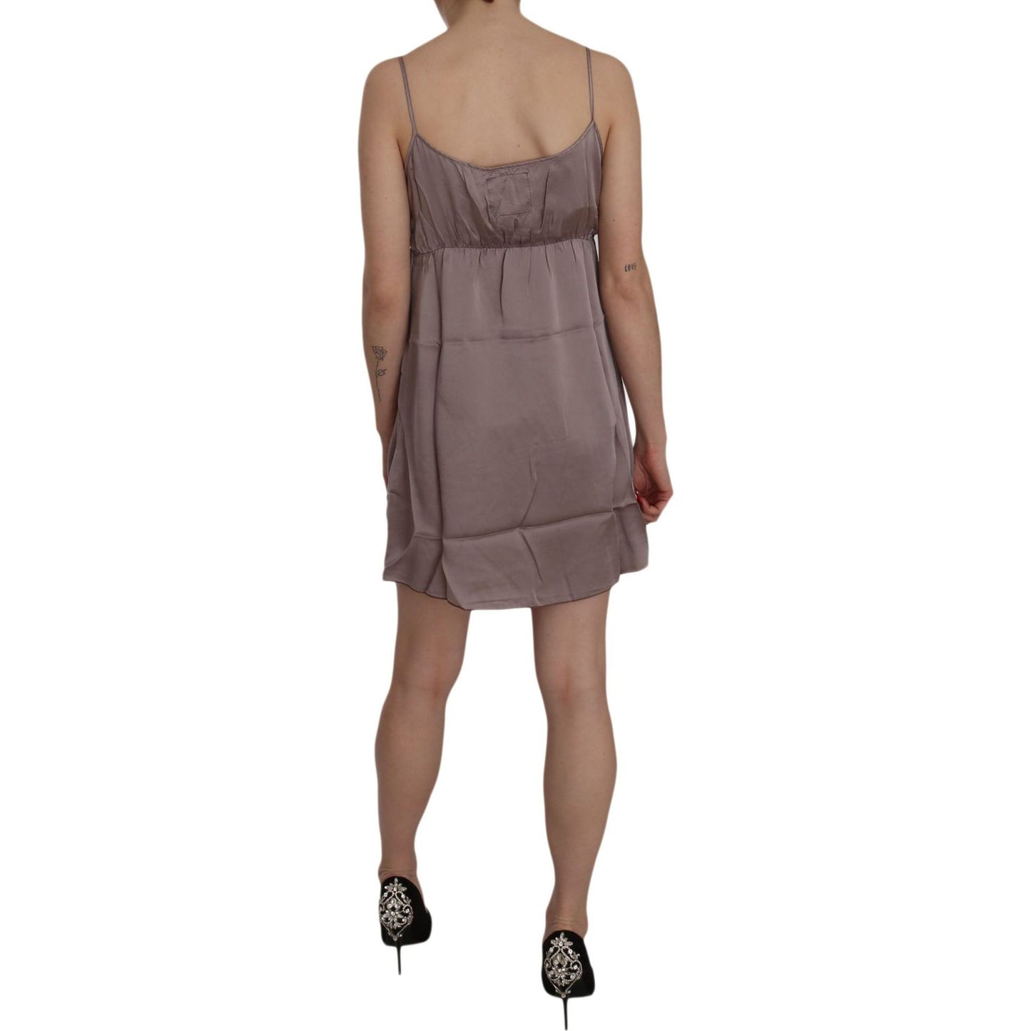 PINK MEMORIES Elegant Spaghetti Strap Silk Mini Dress PINK MEMORIES Dim Gray