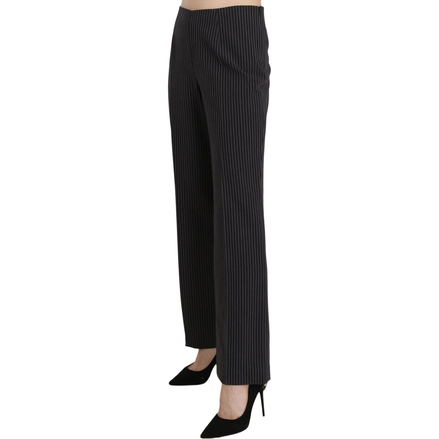 BENCIVENGA Elegant Striped Straight Fit Pants Jeans & Pants BENCIVENGA Black