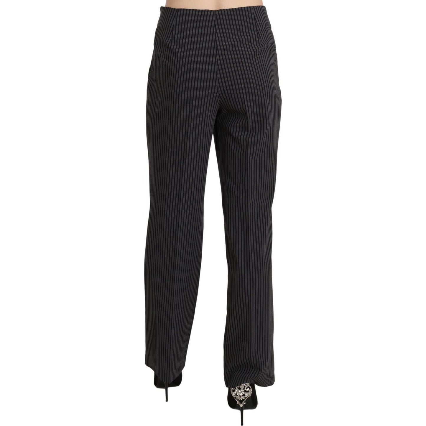 BENCIVENGA Elegant Striped Straight Fit Pants Jeans & Pants BENCIVENGA Dark Slate Gray