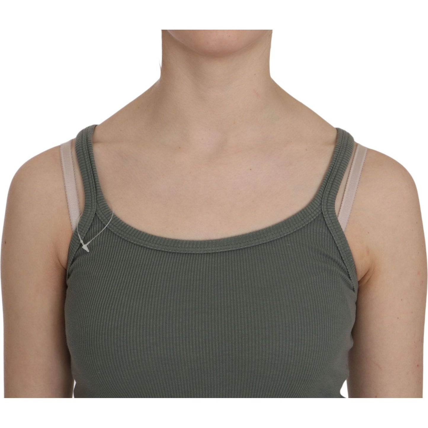 PINK MEMORIES Chic Green Spaghetti Strap Casual Tank Top PINK MEMORIES Rosy Brown