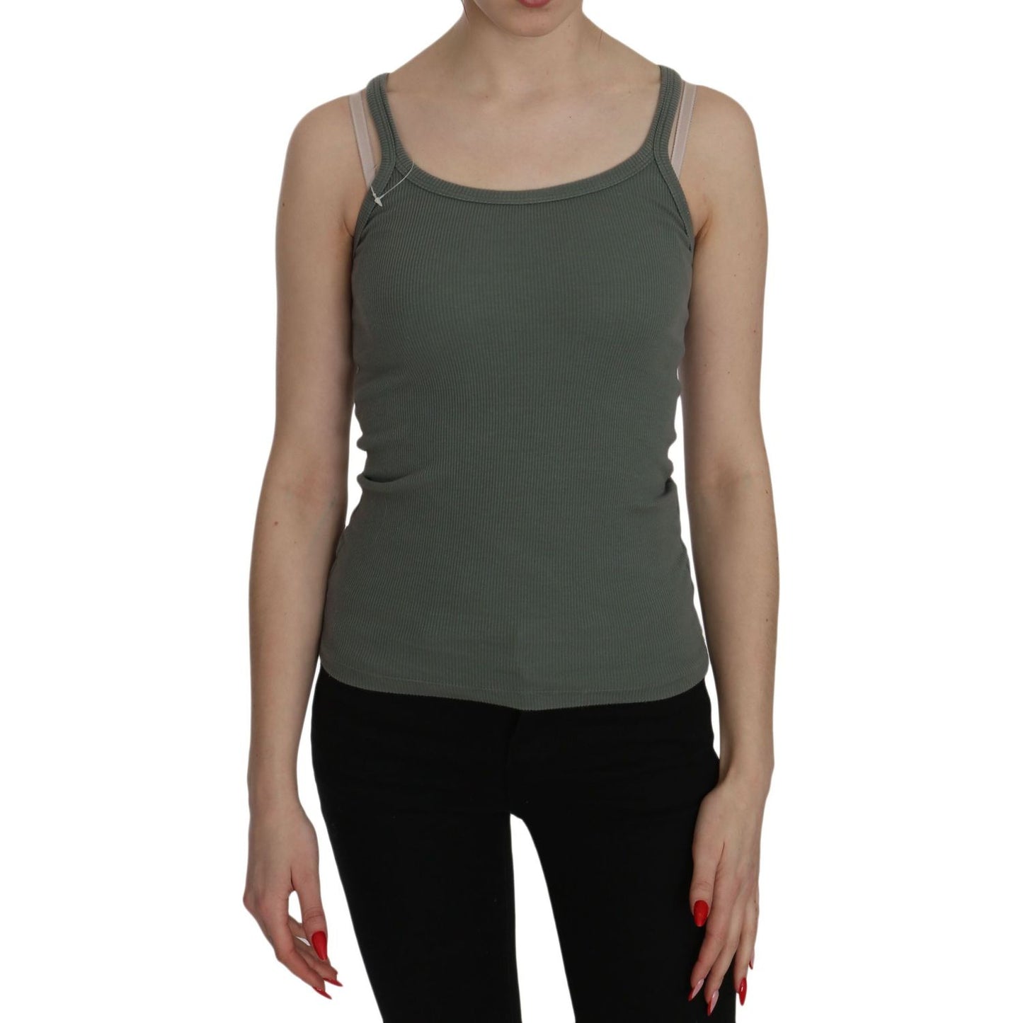 PINK MEMORIES Chic Green Spaghetti Strap Casual Tank Top PINK MEMORIES Dark Slate Gray