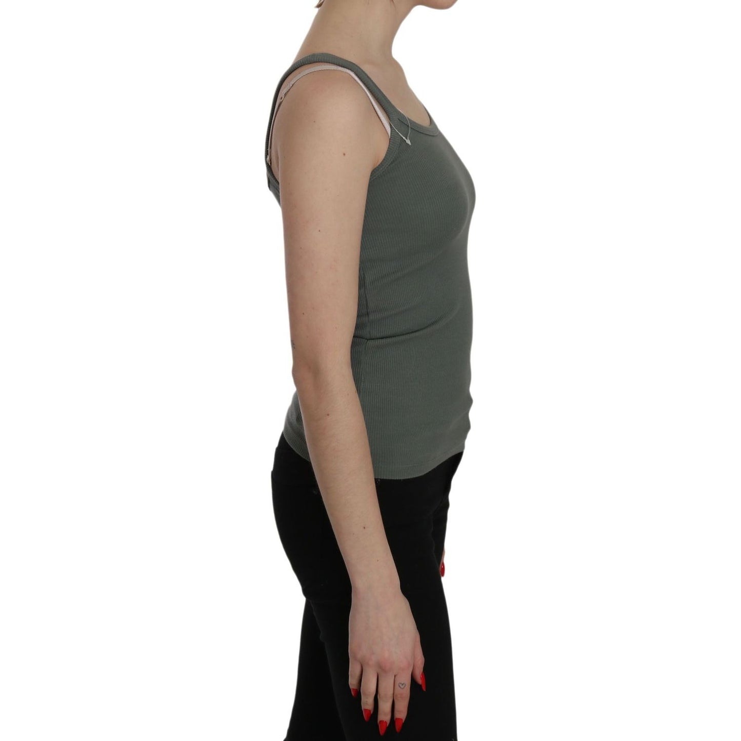 PINK MEMORIES Chic Green Spaghetti Strap Casual Tank Top PINK MEMORIES Dark Slate Gray