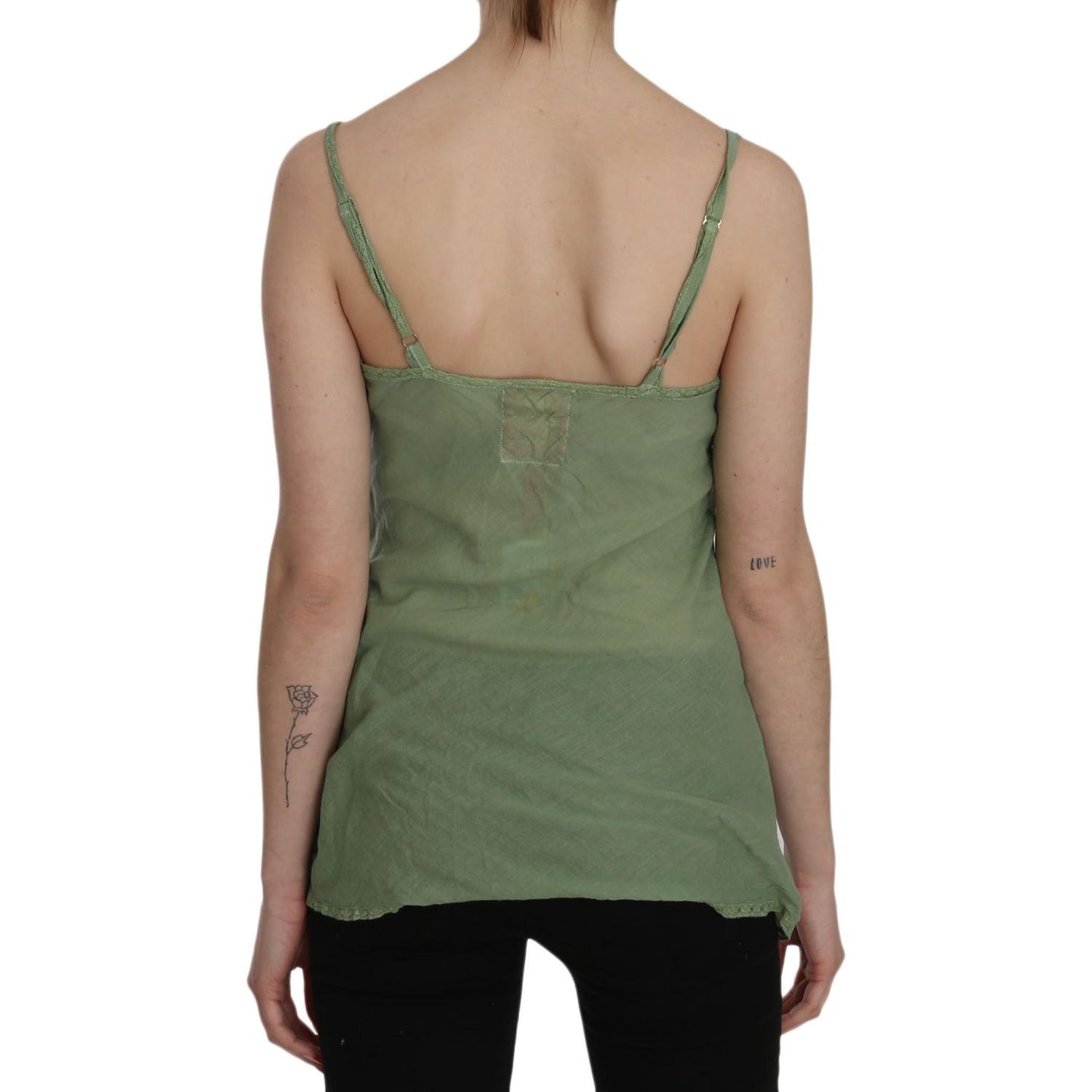 PINK MEMORIES Emerald Silk Spaghetti Strap Tank Top PINK MEMORIES Dim Gray