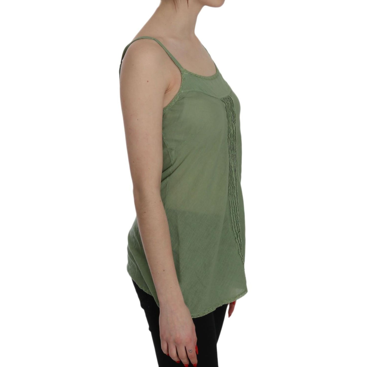 PINK MEMORIES Emerald Silk Spaghetti Strap Tank Top PINK MEMORIES Dim Gray