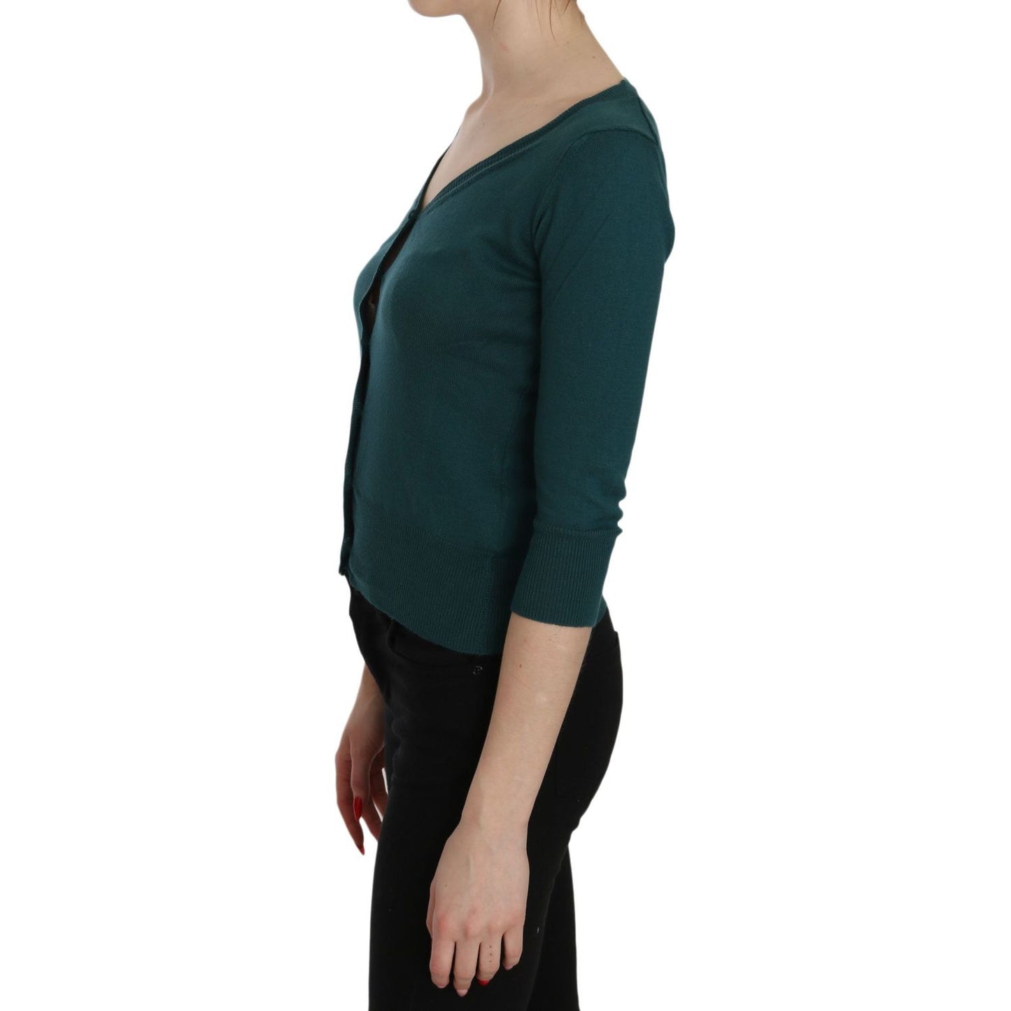 PINK MEMORIES Chic Blue Green Cotton Cardigan Top PINK MEMORIES Dark Slate Gray