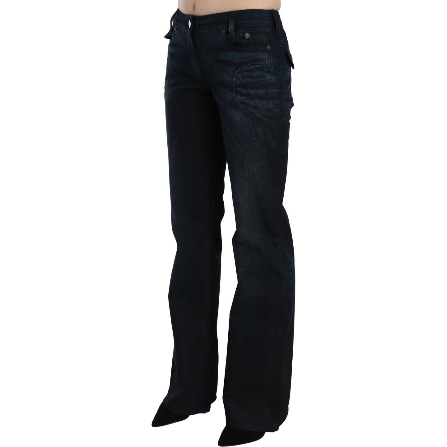 Just Cavalli Chic Mid Waist Straight Denim Pants Just Cavalli Black