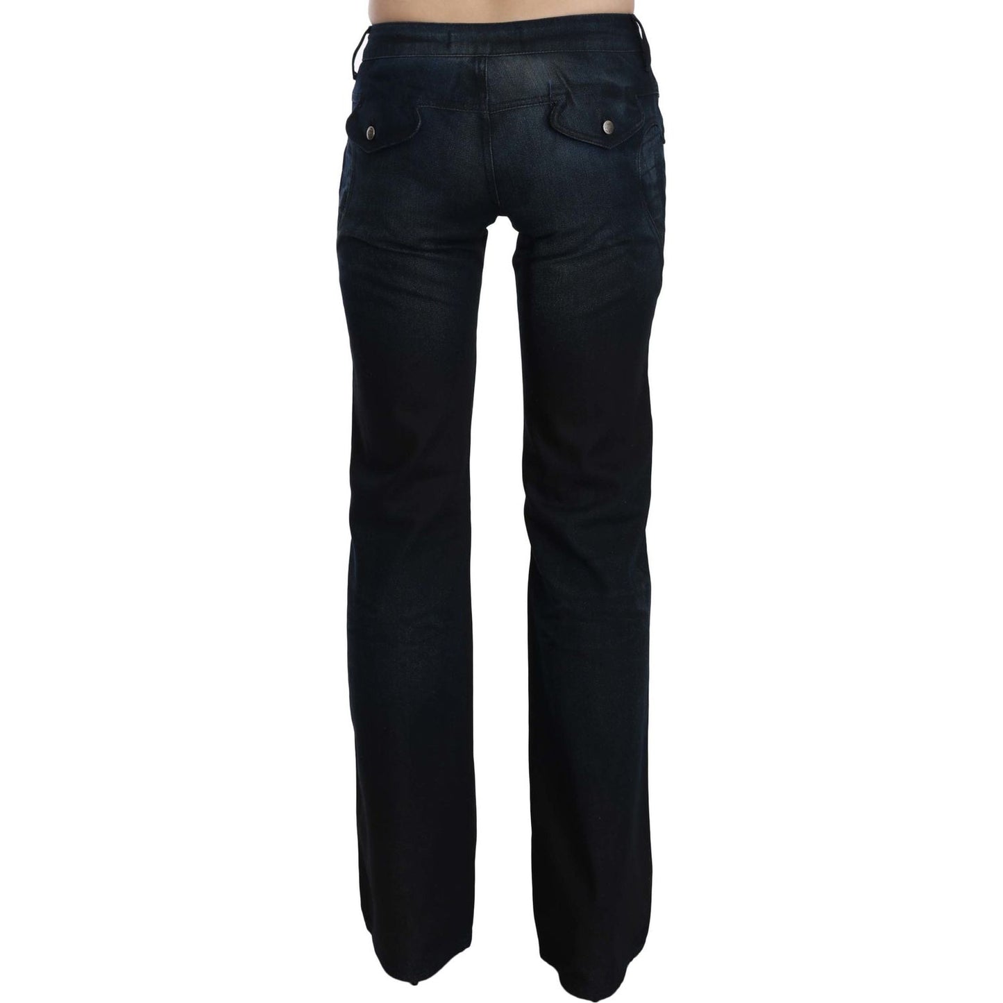 Just Cavalli Chic Mid Waist Straight Denim Pants Just Cavalli Black