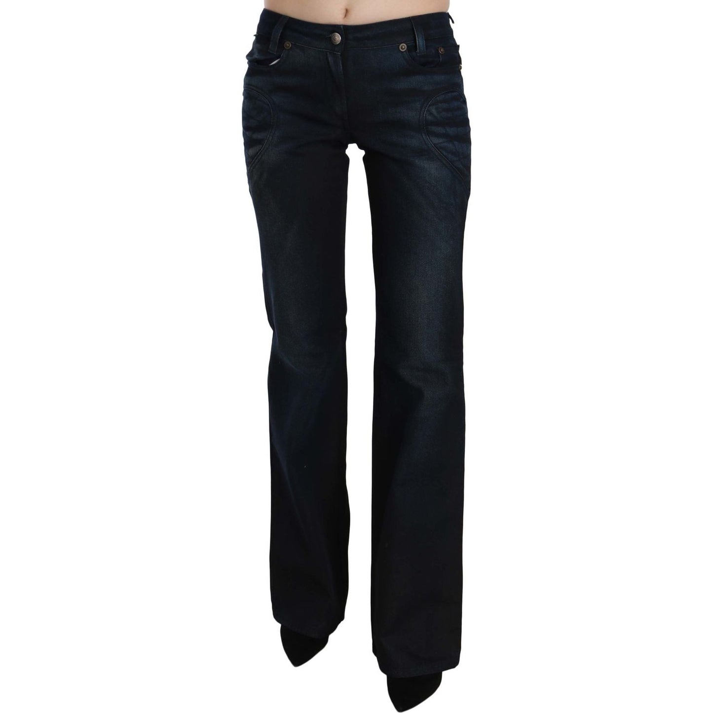 Just Cavalli Chic Mid Waist Straight Denim Pants Just Cavalli Black