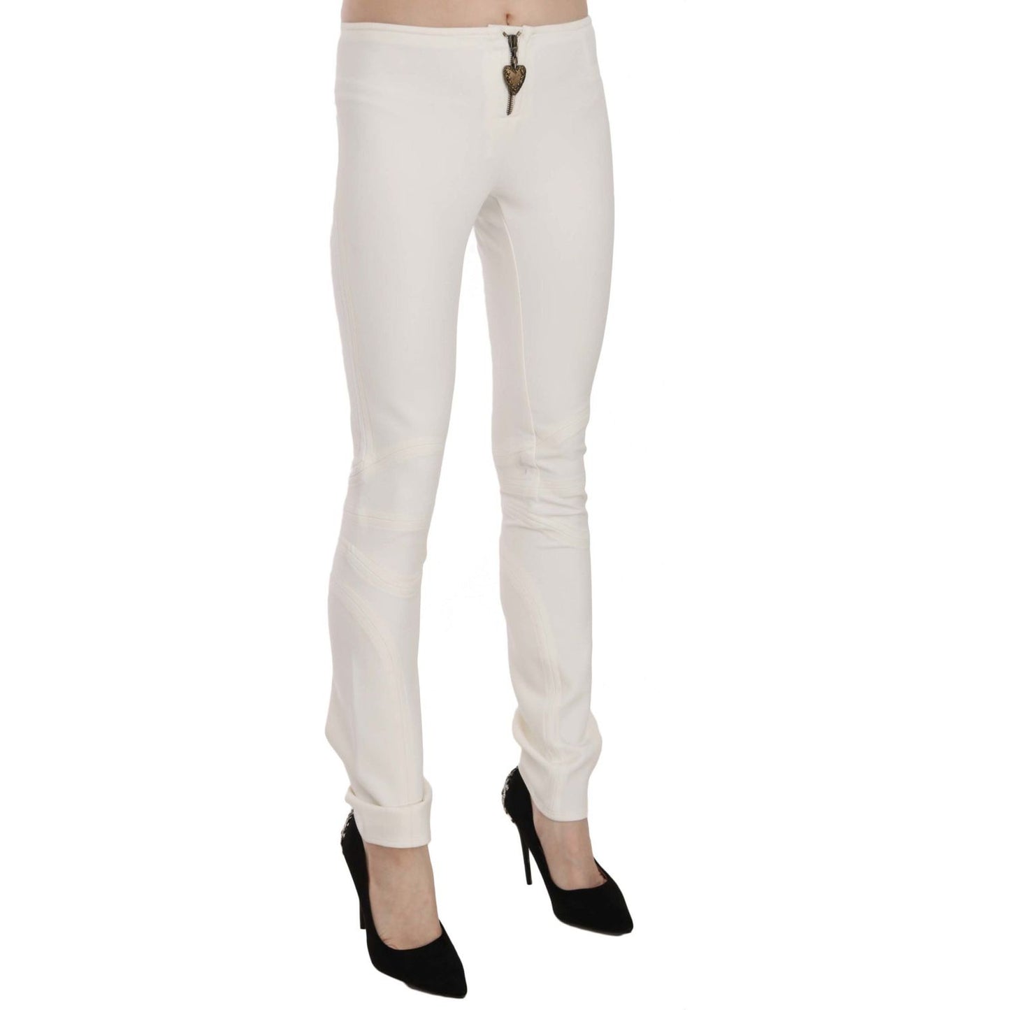 Just Cavalli Elegant Mid Waist Skinny Dress Pants Just Cavalli Light Gray
