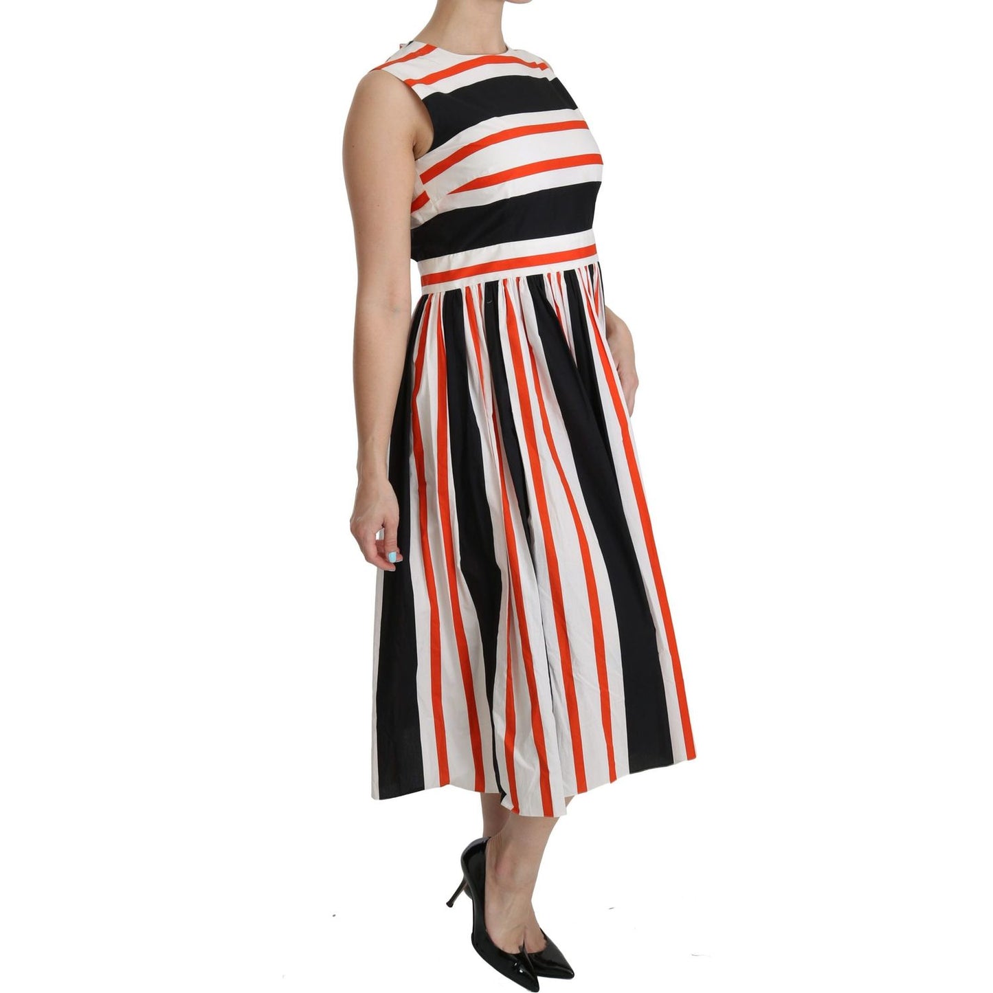Dolce & Gabbana A-Line Pleated Midi Fashion Dress Dolce & Gabbana Gray