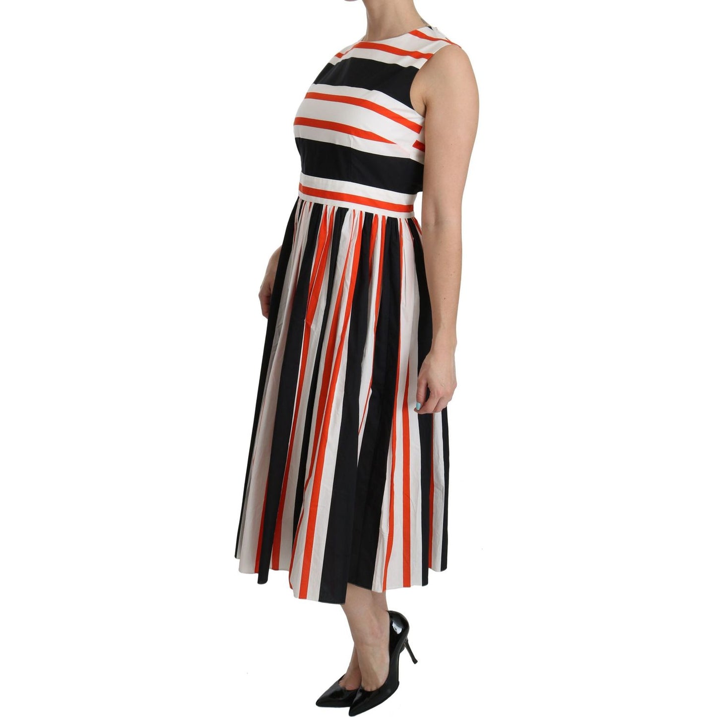 Dolce & Gabbana A-Line Pleated Midi Fashion Dress Dolce & Gabbana Dark Gray