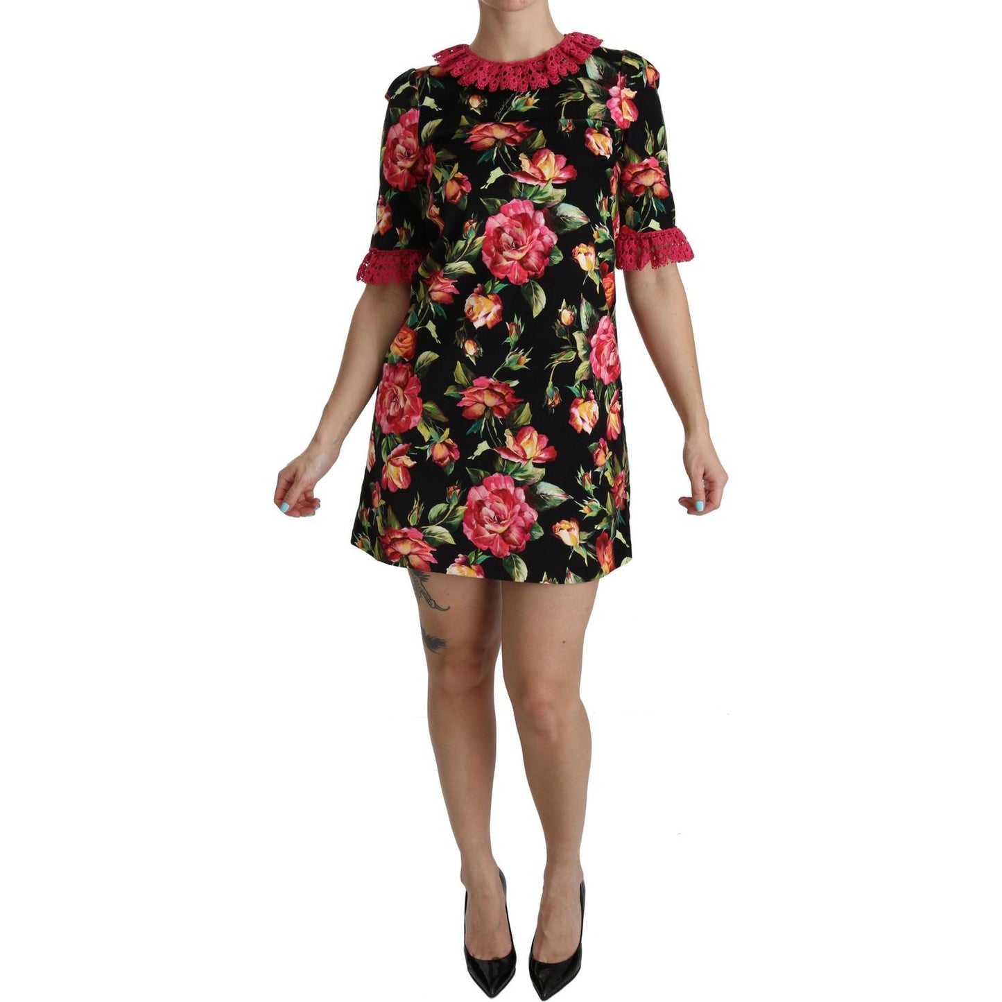 Dolce & Gabbana Elegant Floral Lace A-Line Mini Dress Dolce & Gabbana Sienna