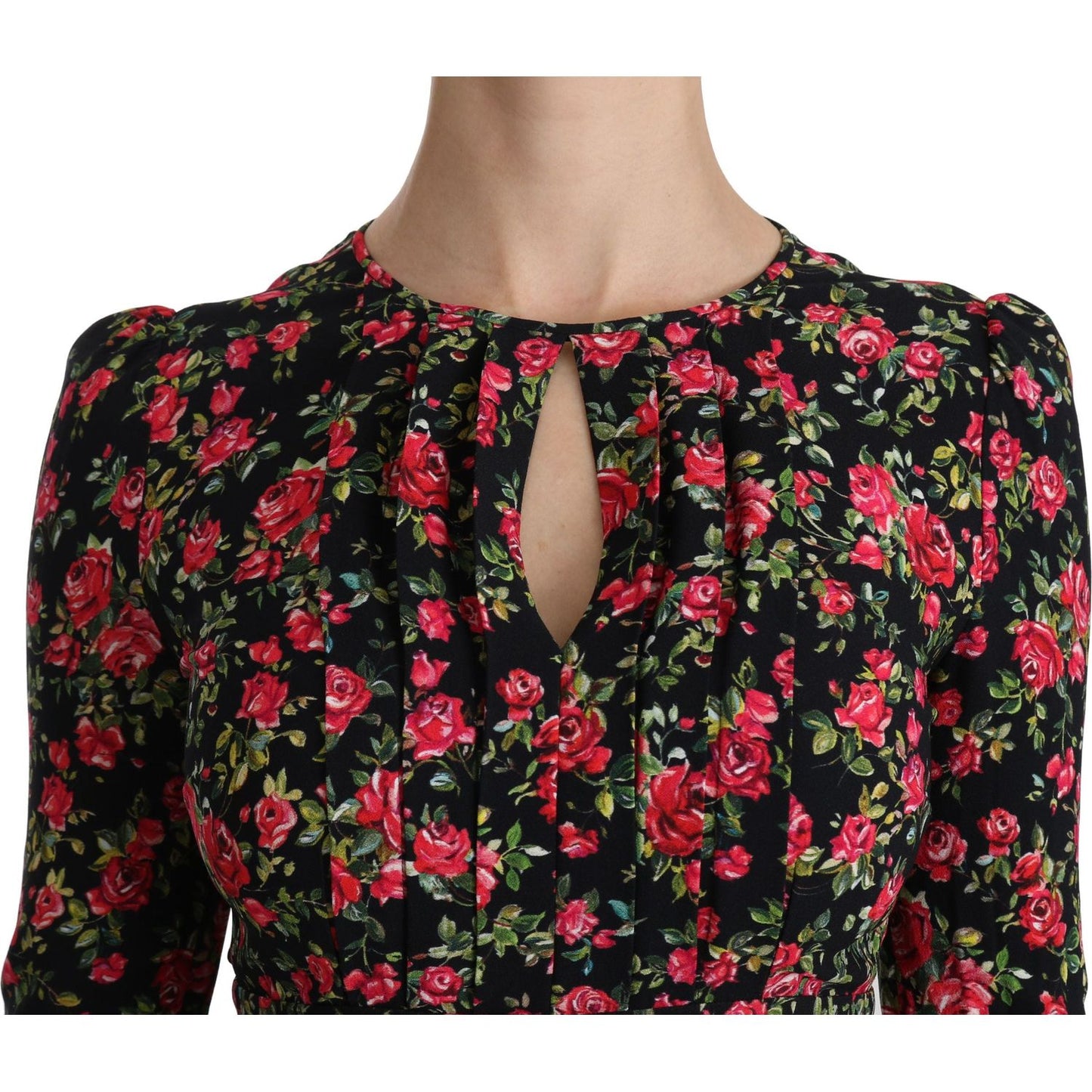Dolce & Gabbana Floral A-Line Viscose Knee Length Dress Dolce & Gabbana Rosy Brown