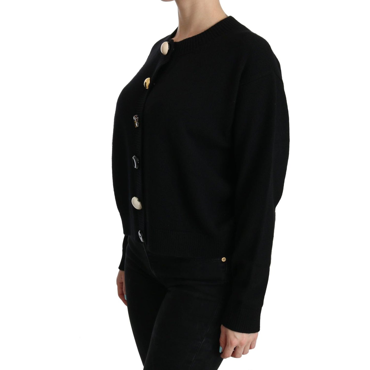 Dolce & Gabbana Elegant Black Cashmere Cardigan Top Dolce & Gabbana Black