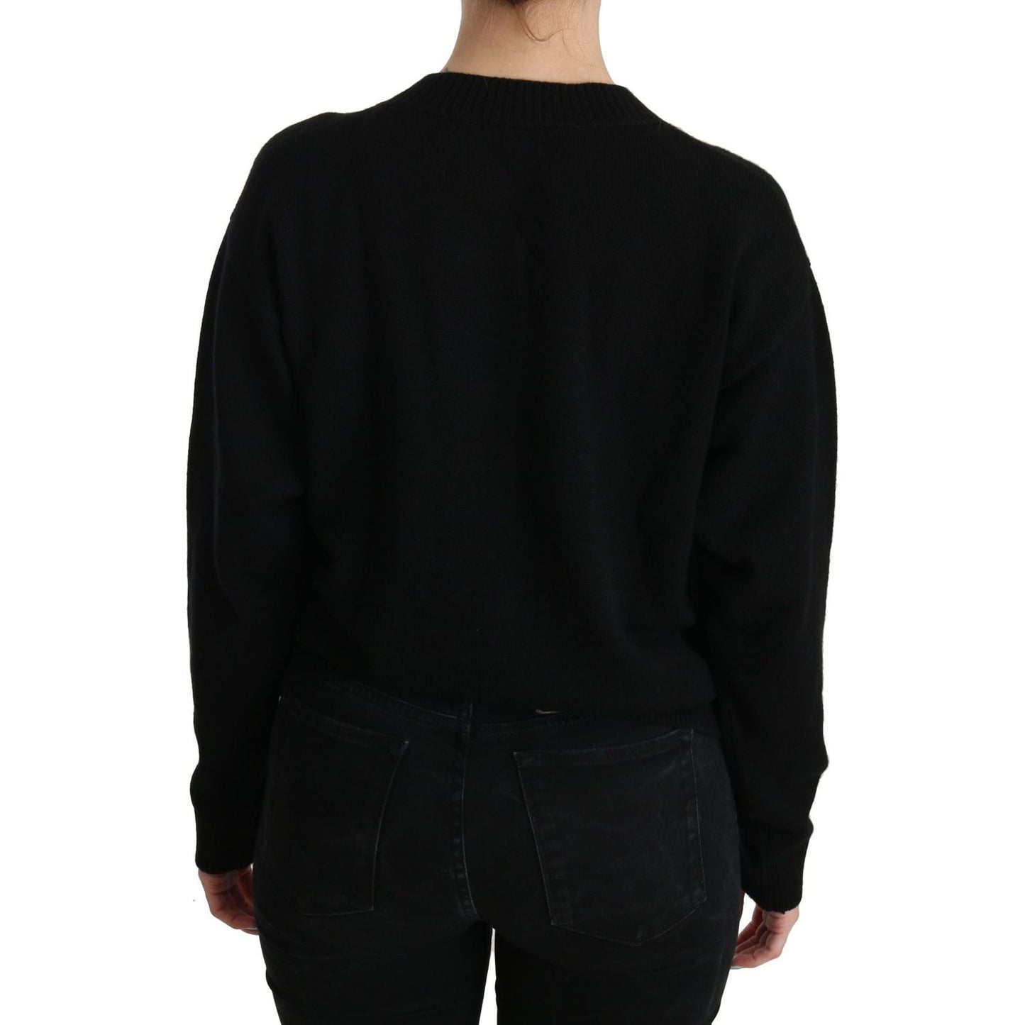Dolce & Gabbana Elegant Black Cashmere Cardigan Top Dolce & Gabbana Black