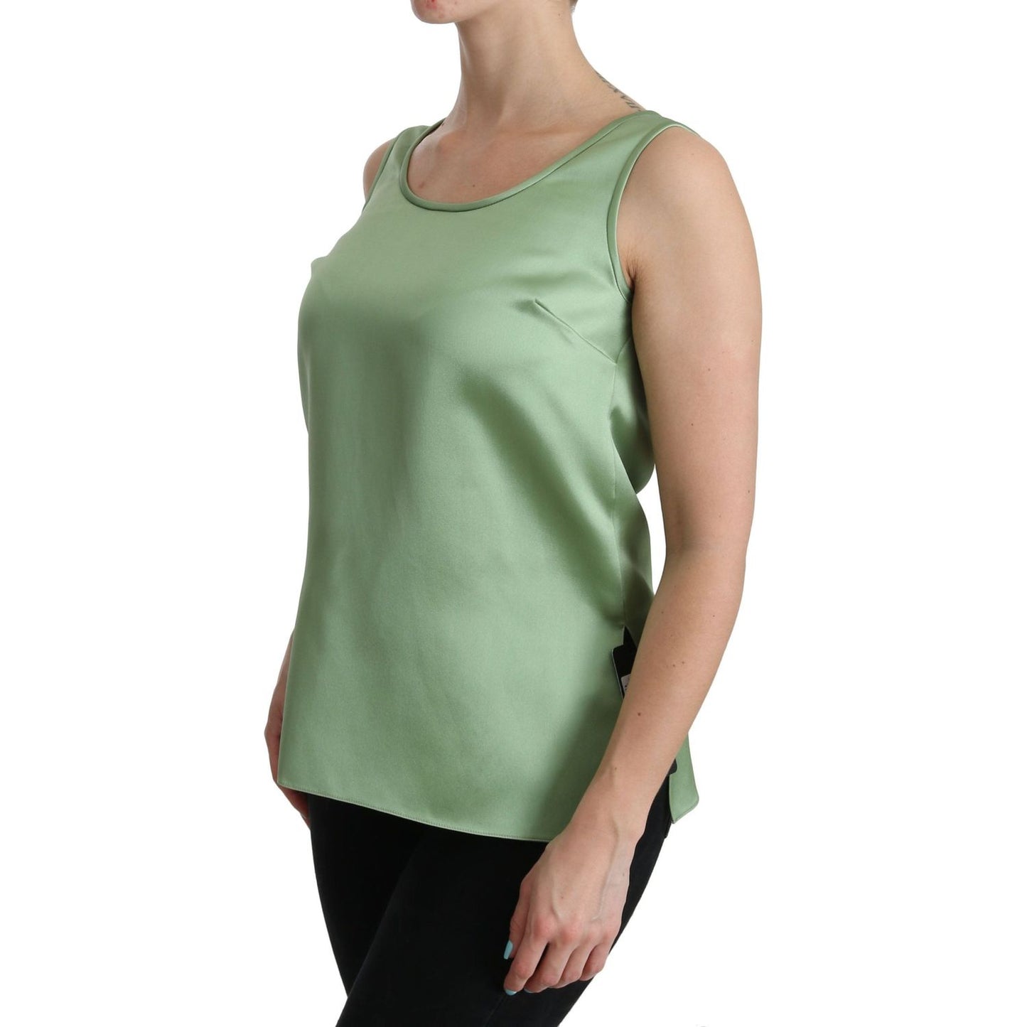 Dolce & Gabbana Elegant Silk Sleeveless Top in Light Mint Green Dolce & Gabbana Light Slate Gray