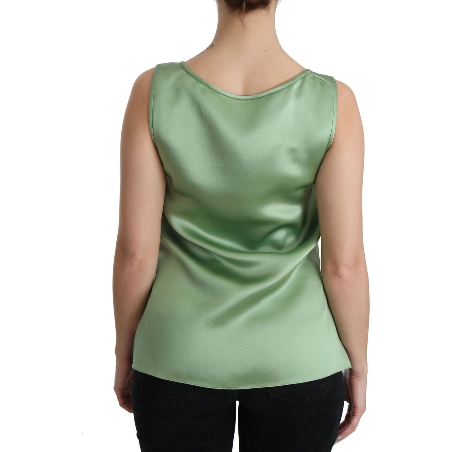 Dolce & Gabbana Elegant Silk Sleeveless Top in Light Mint Green Dolce & Gabbana Dark Sea Green