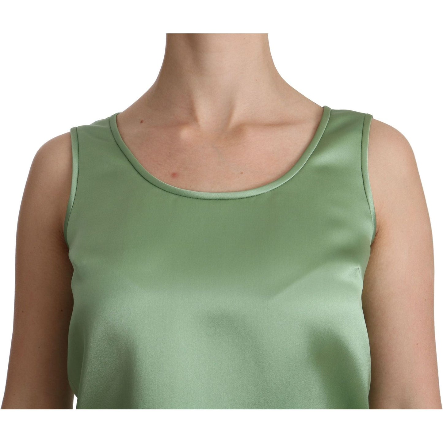 Dolce & Gabbana Elegant Silk Sleeveless Top in Light Mint Green Dolce & Gabbana Slate Gray