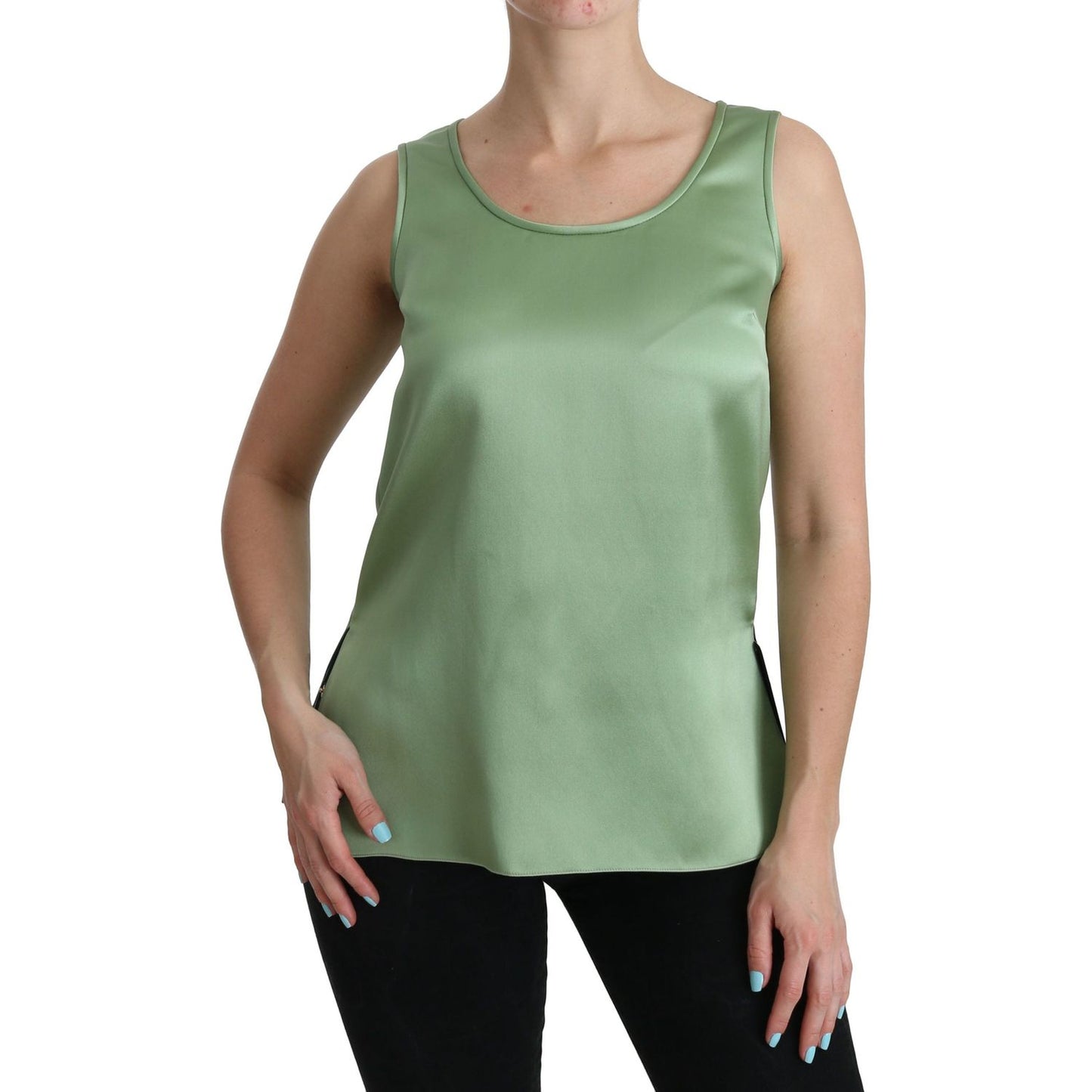 Dolce & Gabbana Elegant Silk Sleeveless Top in Light Mint Green Dolce & Gabbana Light Slate Gray